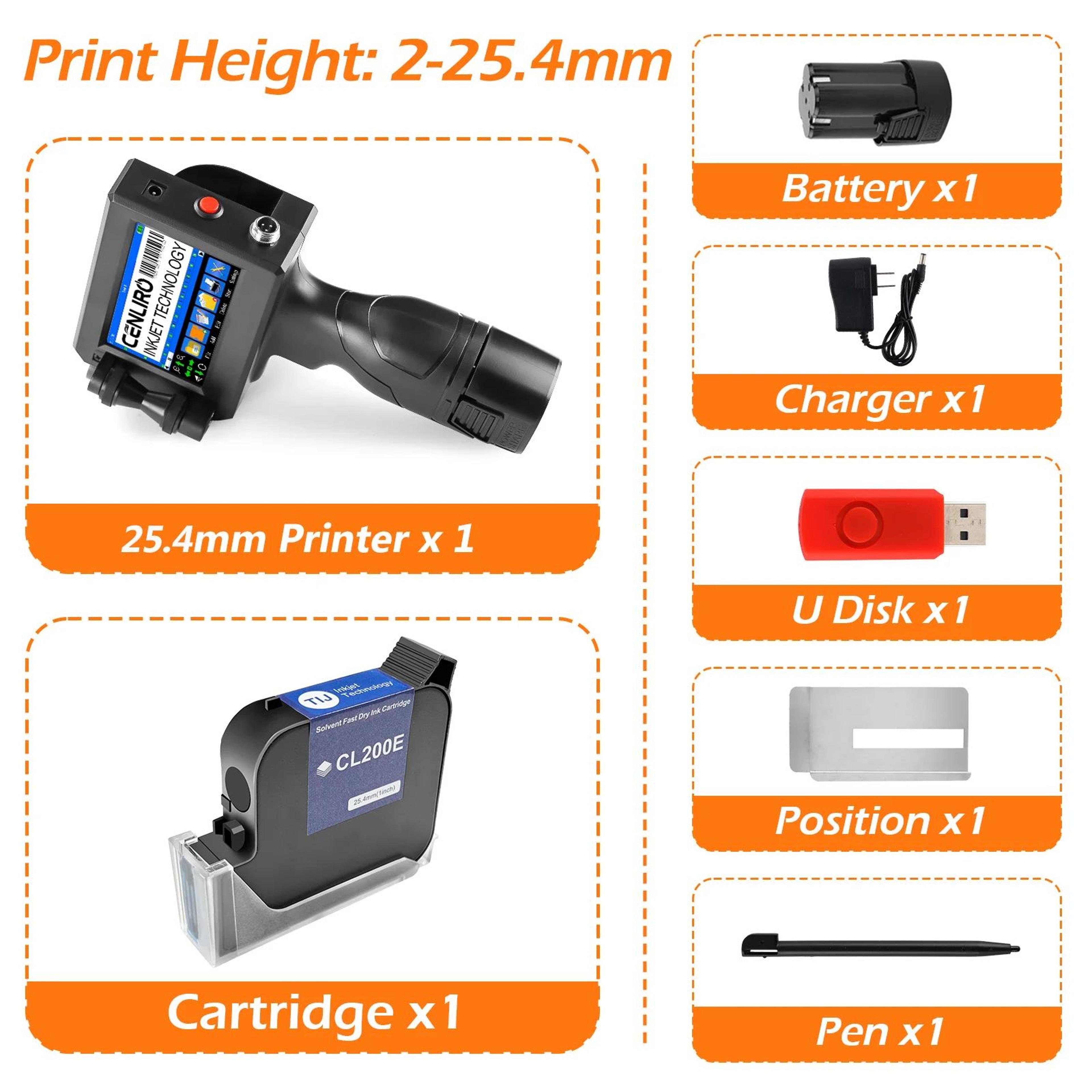 1 In Handheld TIJ Inkjet Printer  Portable Coding Machine For Production Dates Expiry Dates Batch N