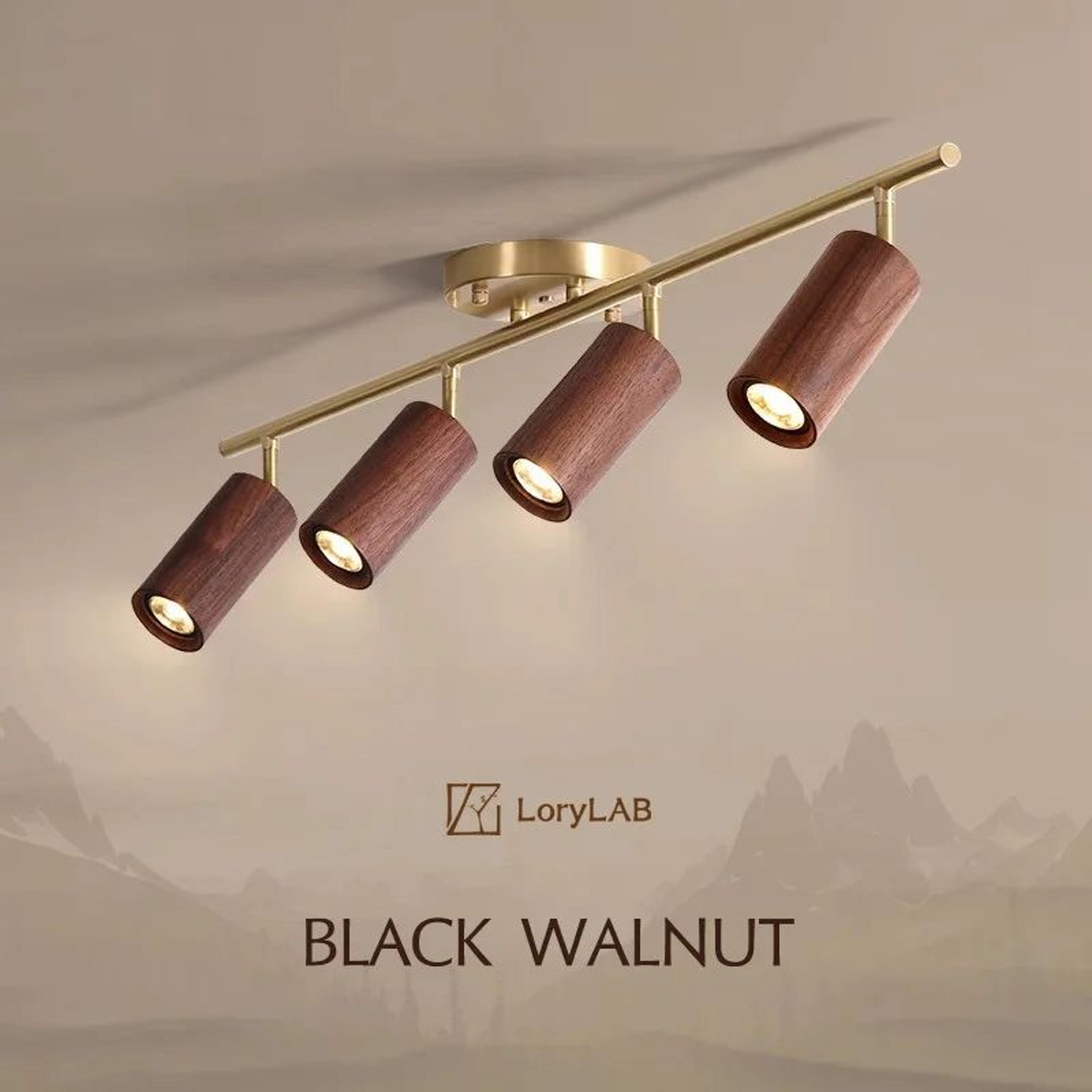 Walnut Wood  Brass Spotlight  LED Ceiling Light Fixture For Living Room Dining Room Kitchen Island  0