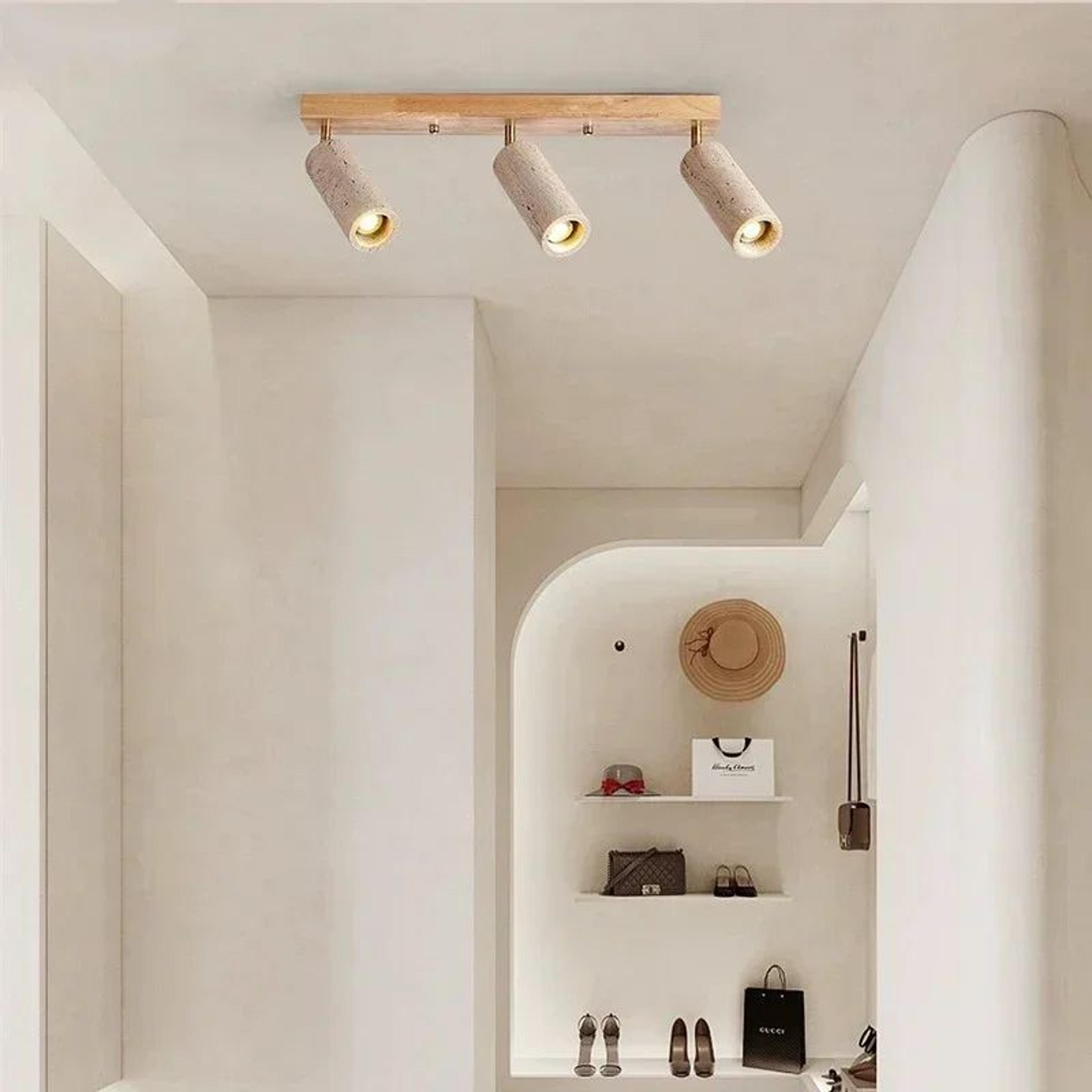 Natural Yellow Cave Stone LED Spotlight  Wood Ceiling Lamp For Living Room Restaurant Bar  Clothing 3