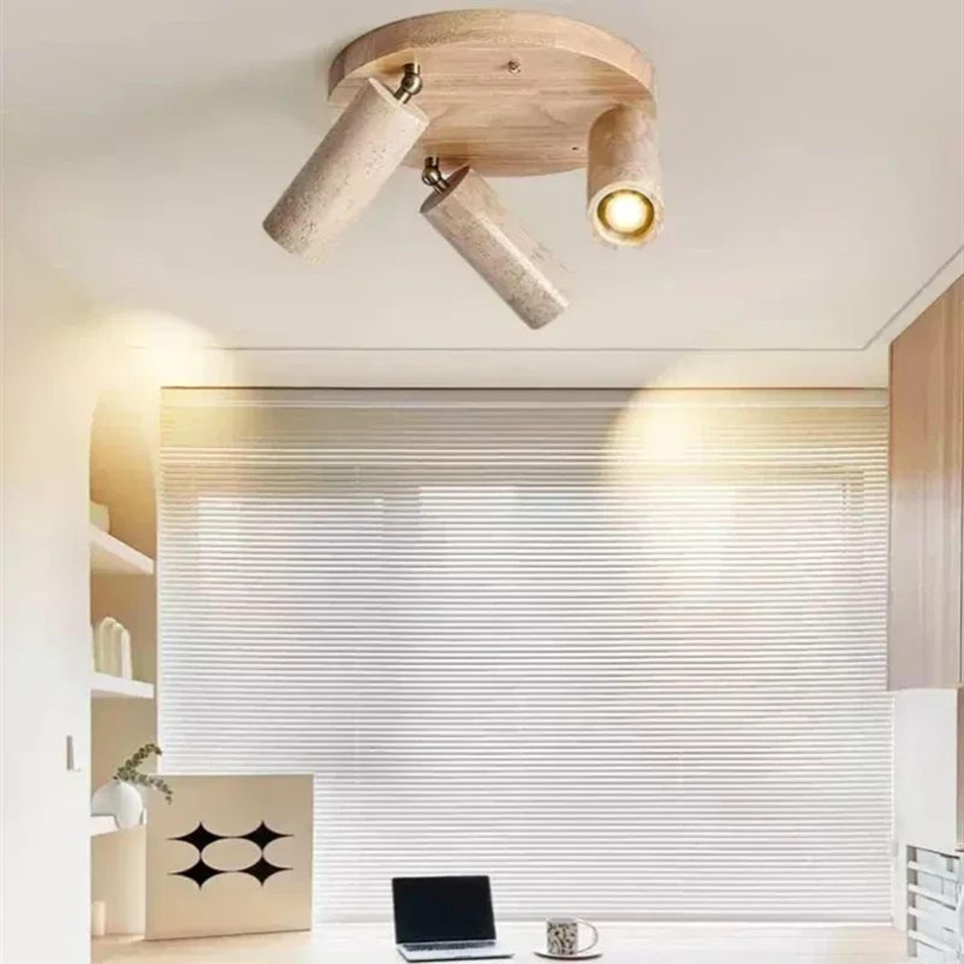 Natural Yellow Cave Stone LED Spotlight  Wood Ceiling Lamp For Living Room Restaurant Bar  Clothing 4