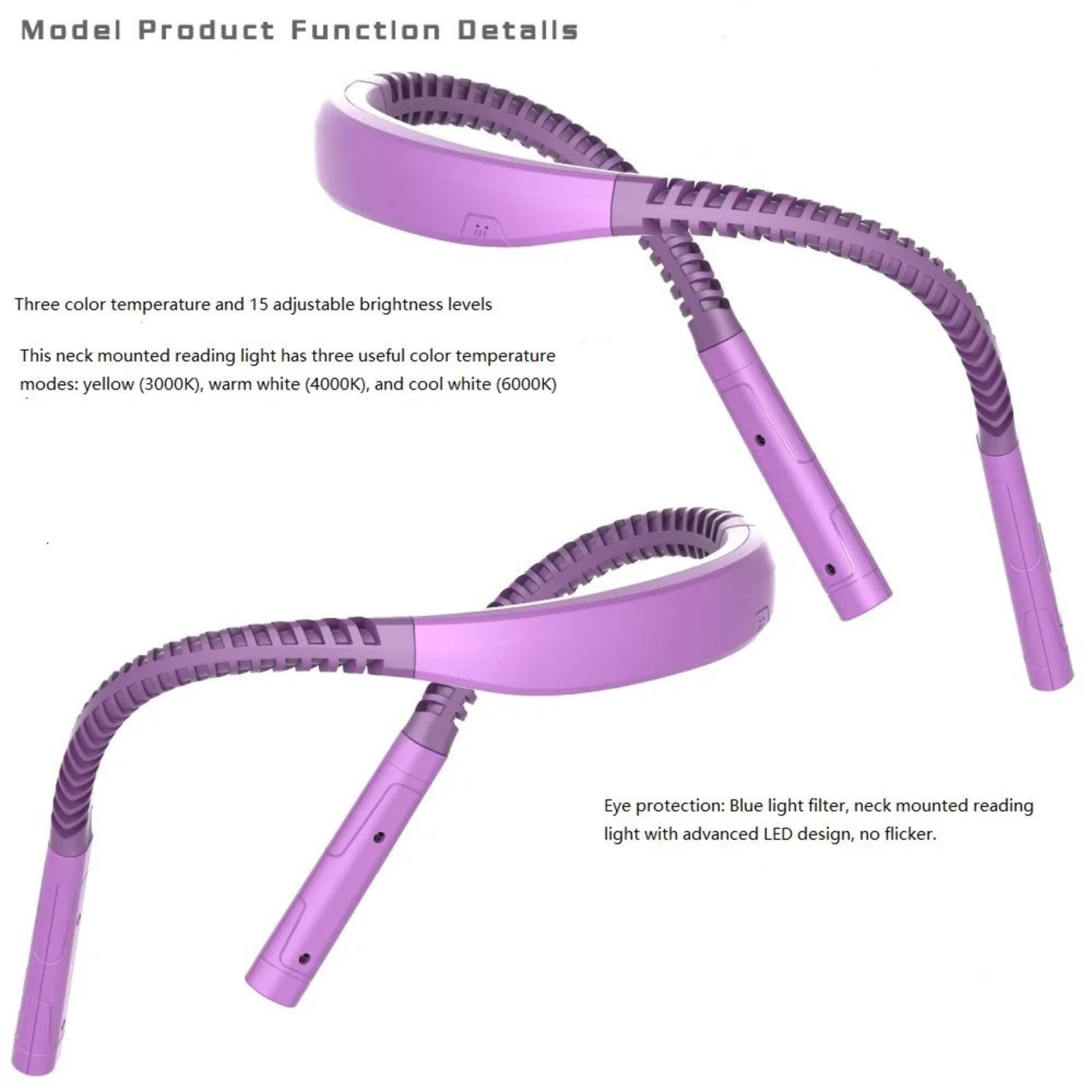 Neck Reading Light  USB Rechargeable Book Lamp With Flexible Arms 3 Light Colors And 3 Brightness L 4
