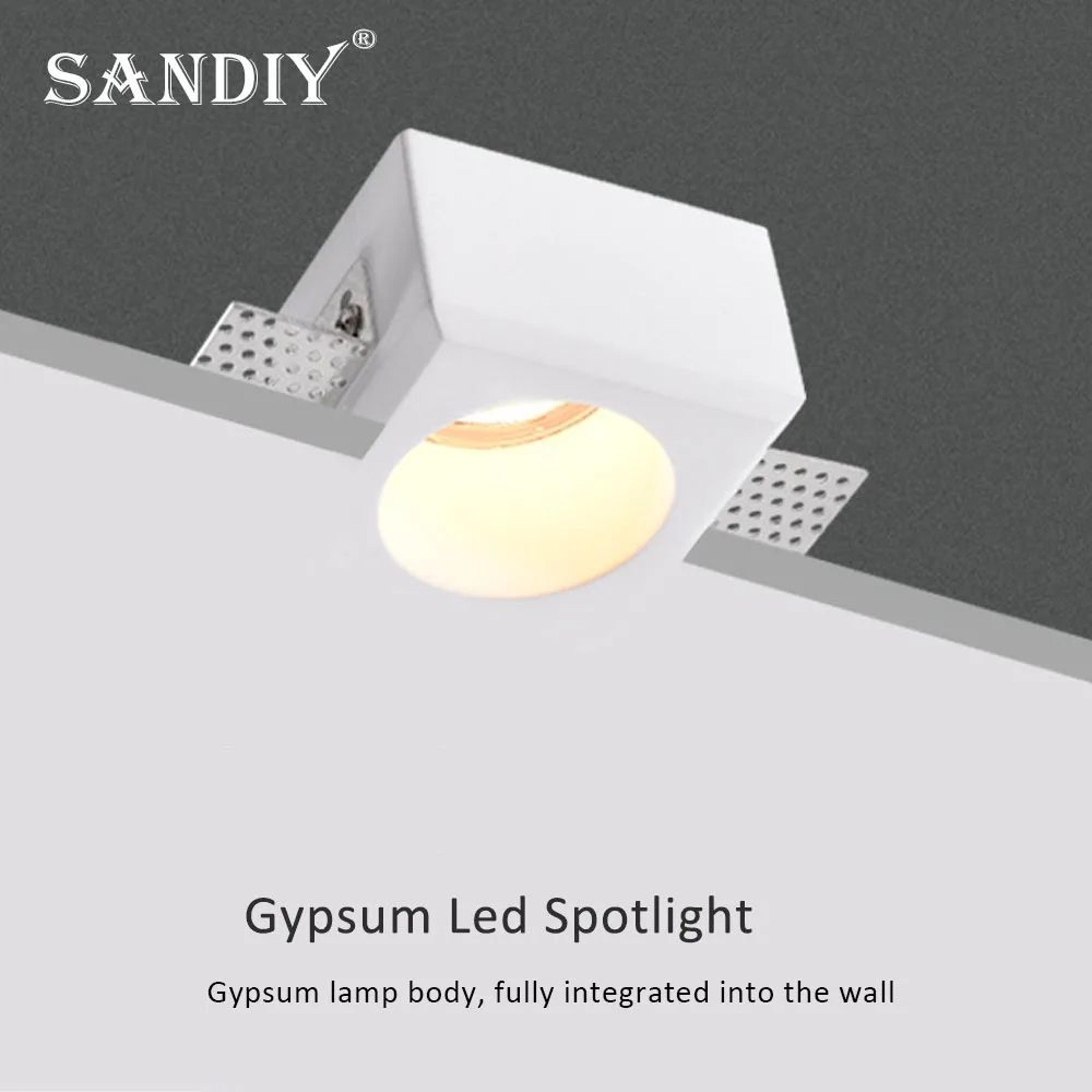 Recessed Gypsum Spotlight  Round Or Square Plaster Ceiling Downlight With GU10 Bulb Or LED Module F 1