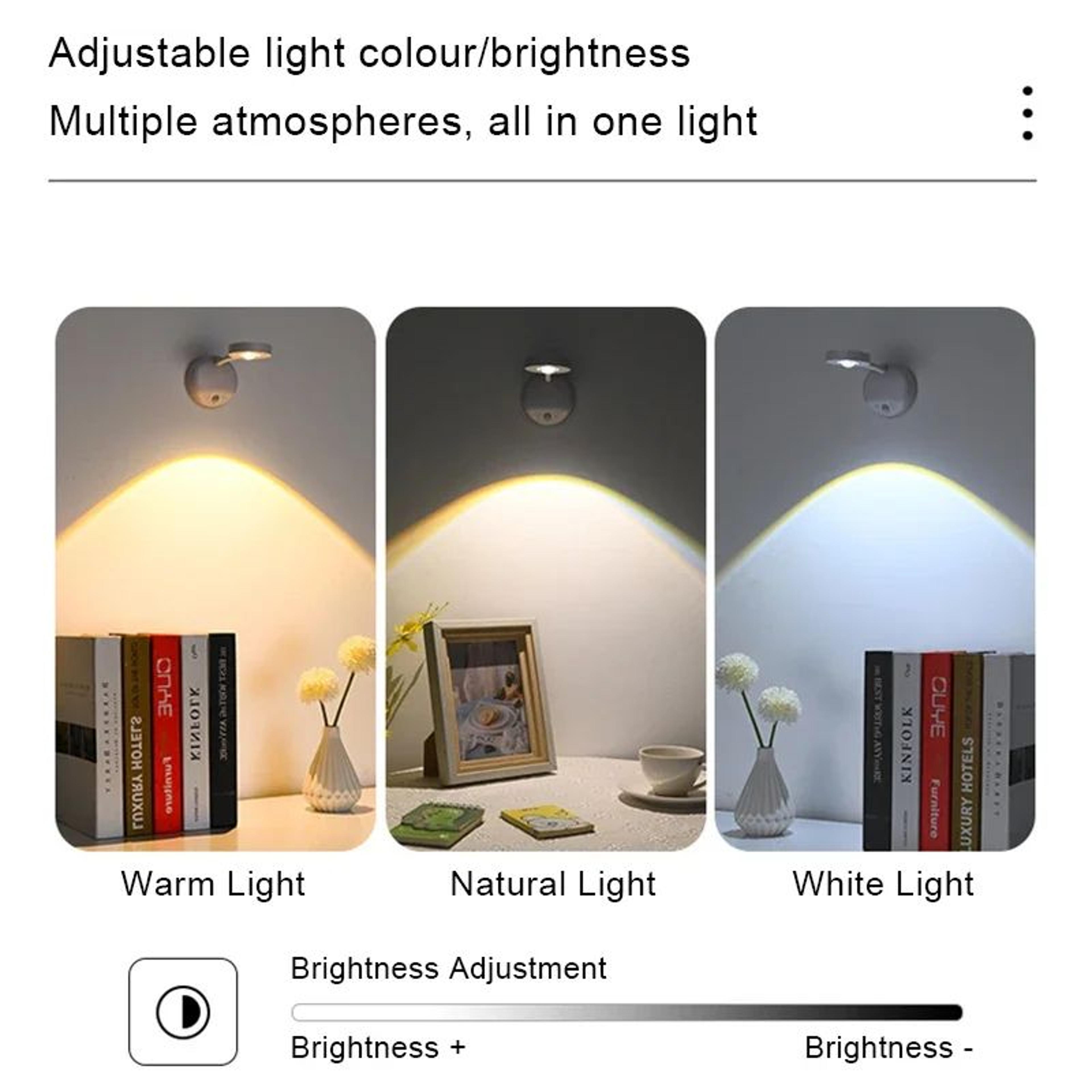 USB Rechargeable Wall Lamp  Dimmable Motion Sensor Night Light With 3 Light Colors For Bedroom Beds 1