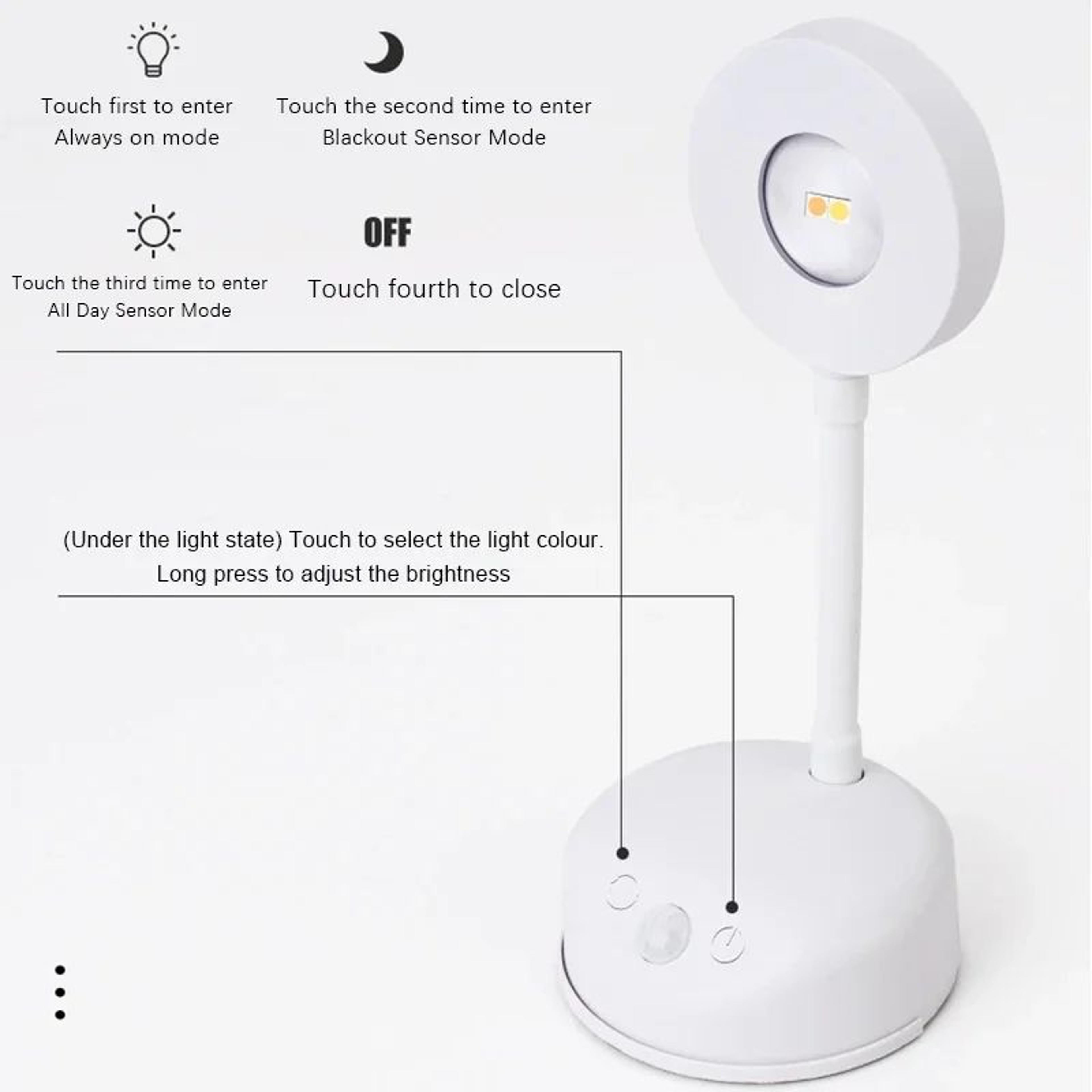 USB Rechargeable Wall Lamp  Dimmable Motion Sensor Night Light With 3 Light Colors For Bedroom Beds 9