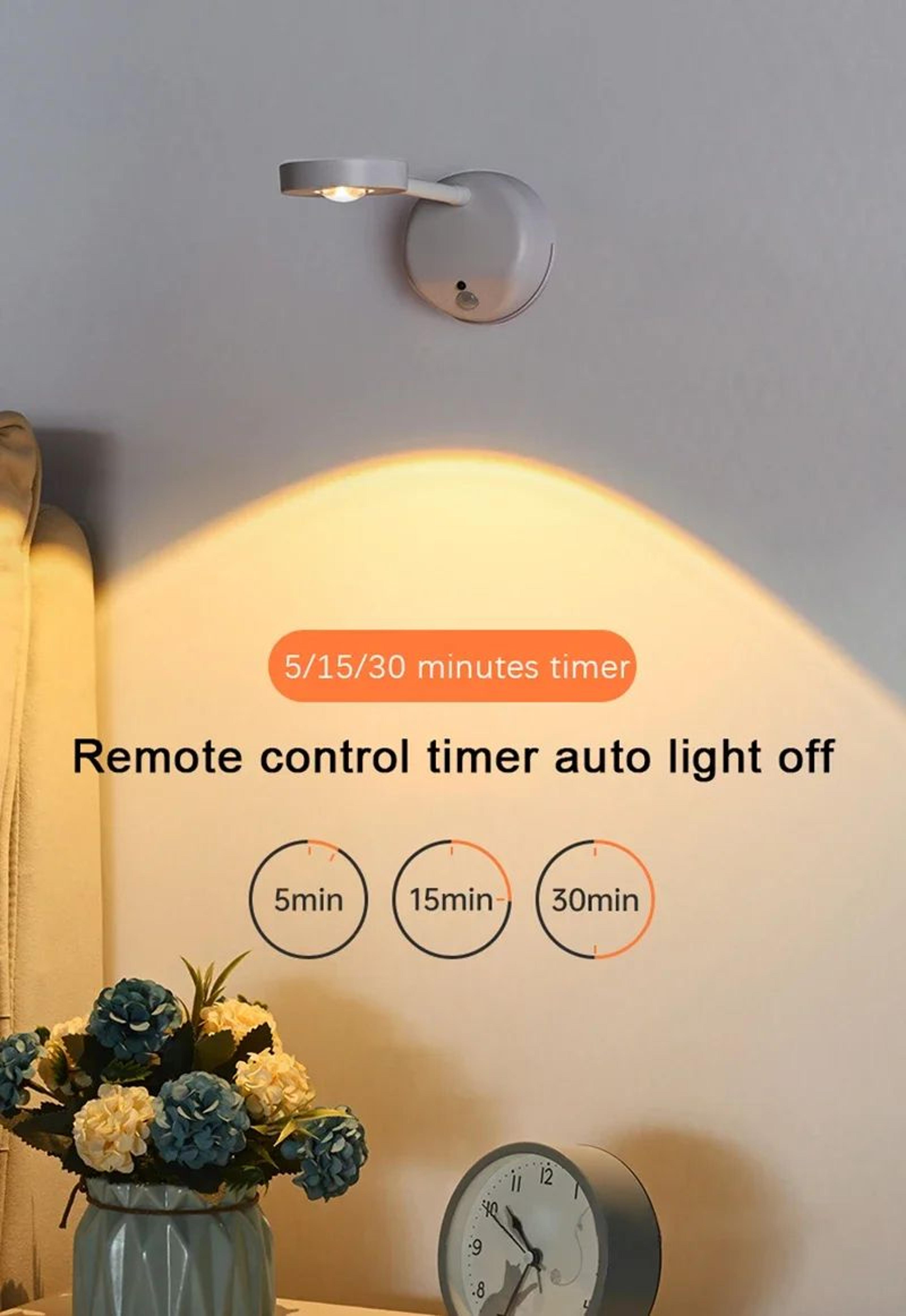 USB Rechargeable Wall Lamp  Dimmable Motion Sensor Night Light With 3 Light Colors For Bedroom Beds 6