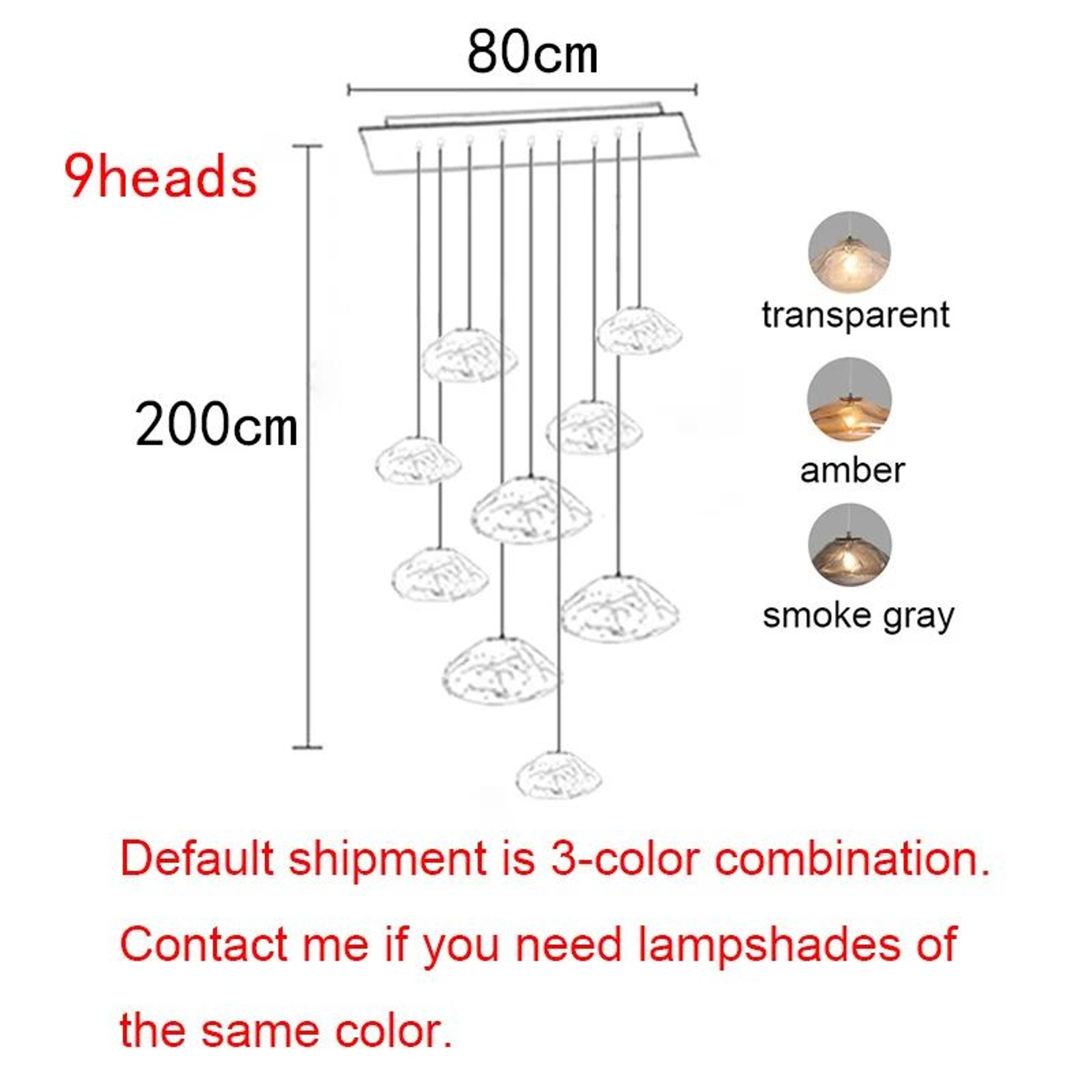 Modern Glass LED Pendant Chandelier  Adjustable Hanging Ceiling Lamp For Dining Room Living Room An 18