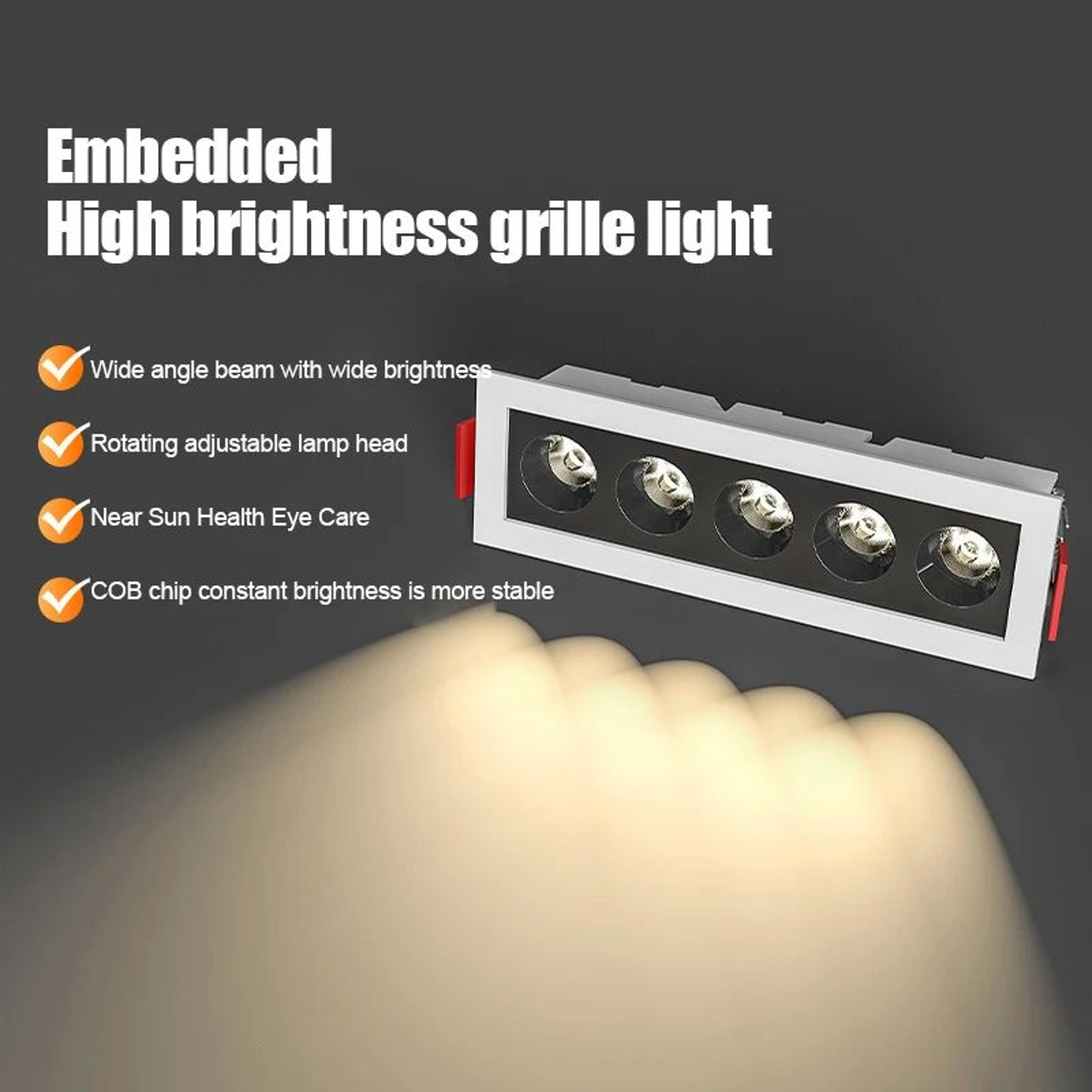 Recessed Linear LED Downlight  10W 20W 30W COB Grille Ceiling Spotlight With High CRI For Indoor Ac 4