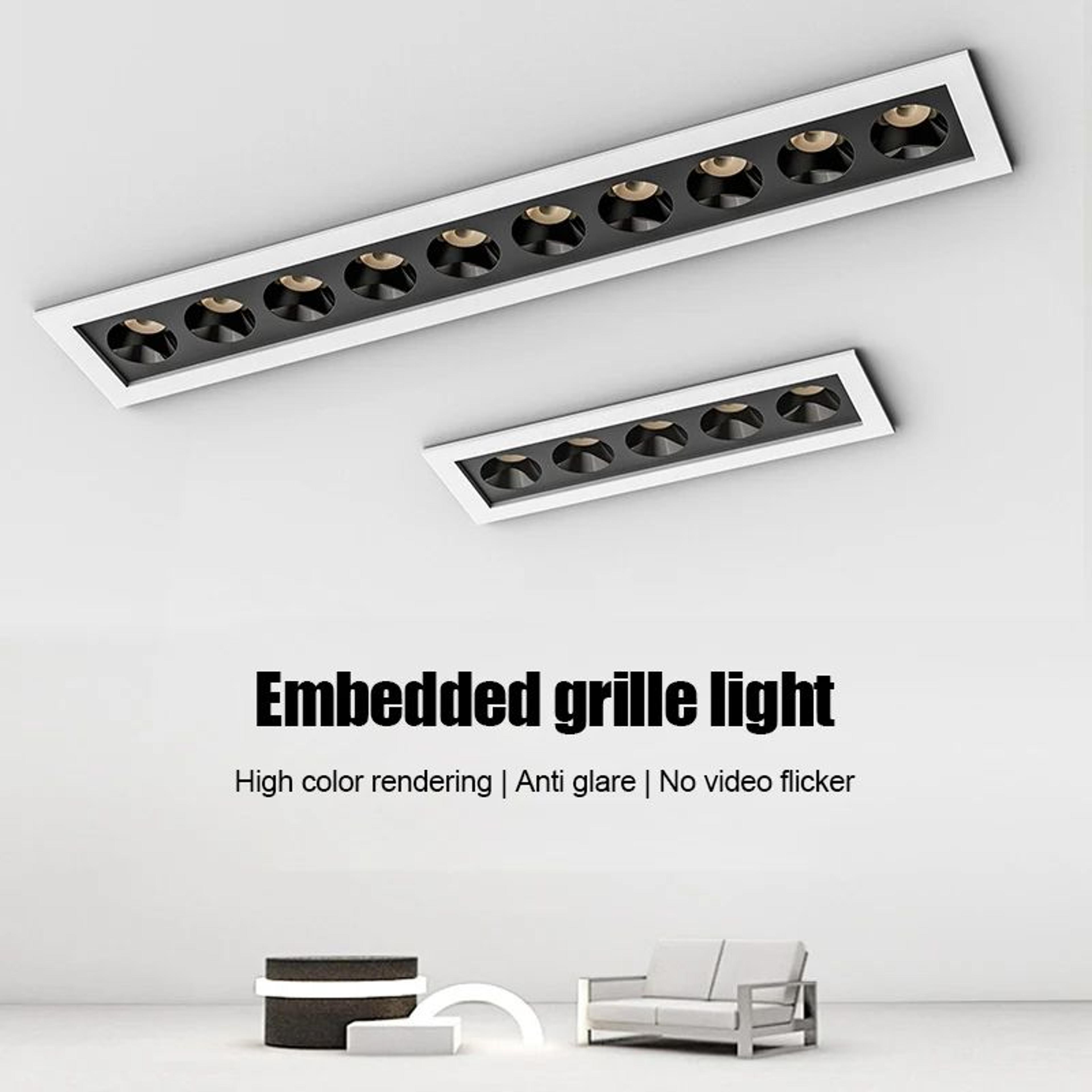 recessed linear led downlight – 10w 20w 30w cob grille ceiling spotlight with high cri for indoor accent lighting 220v