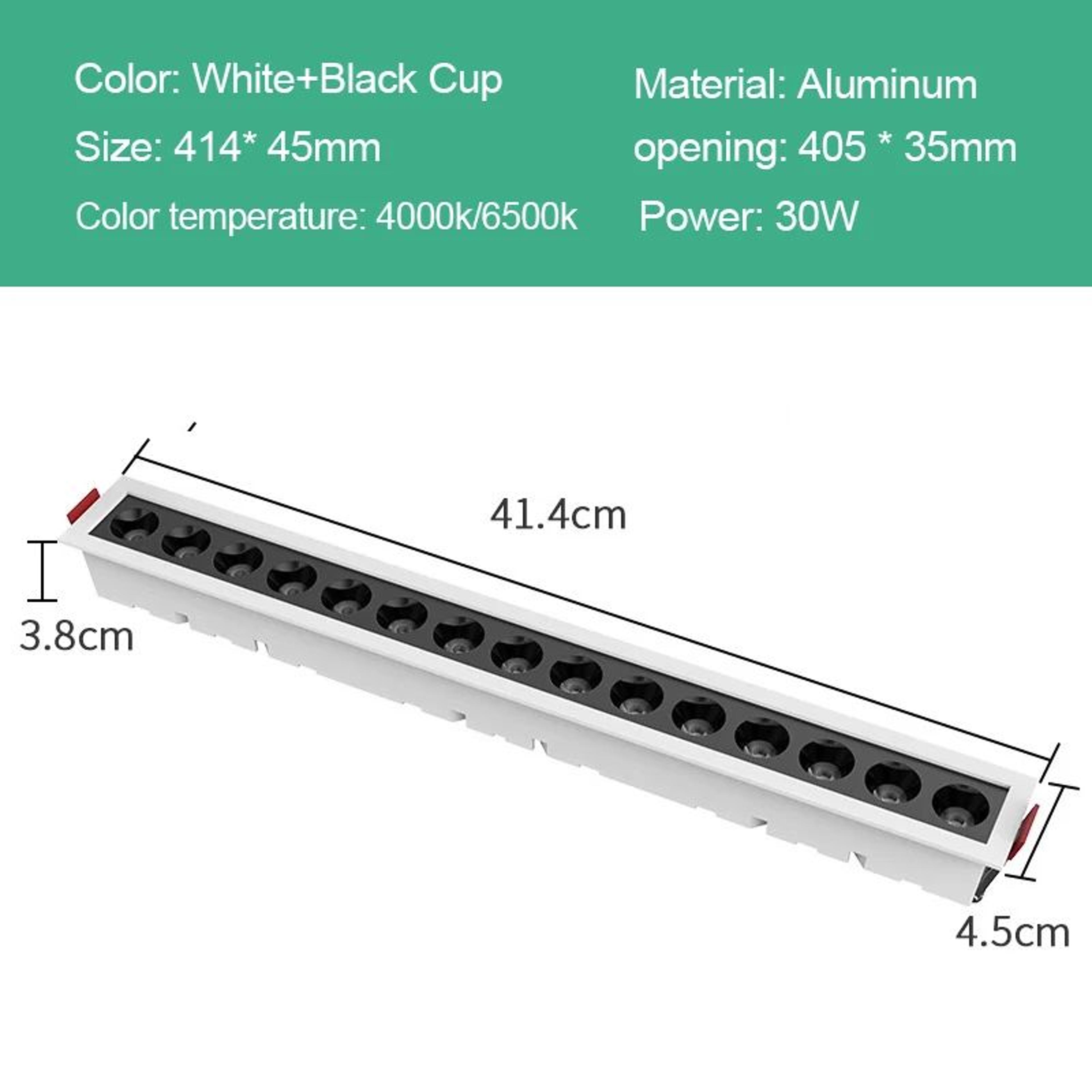 Recessed Linear LED Downlight  10W 20W 30W COB Grille Ceiling Spotlight With High CRI For Indoor Ac 11