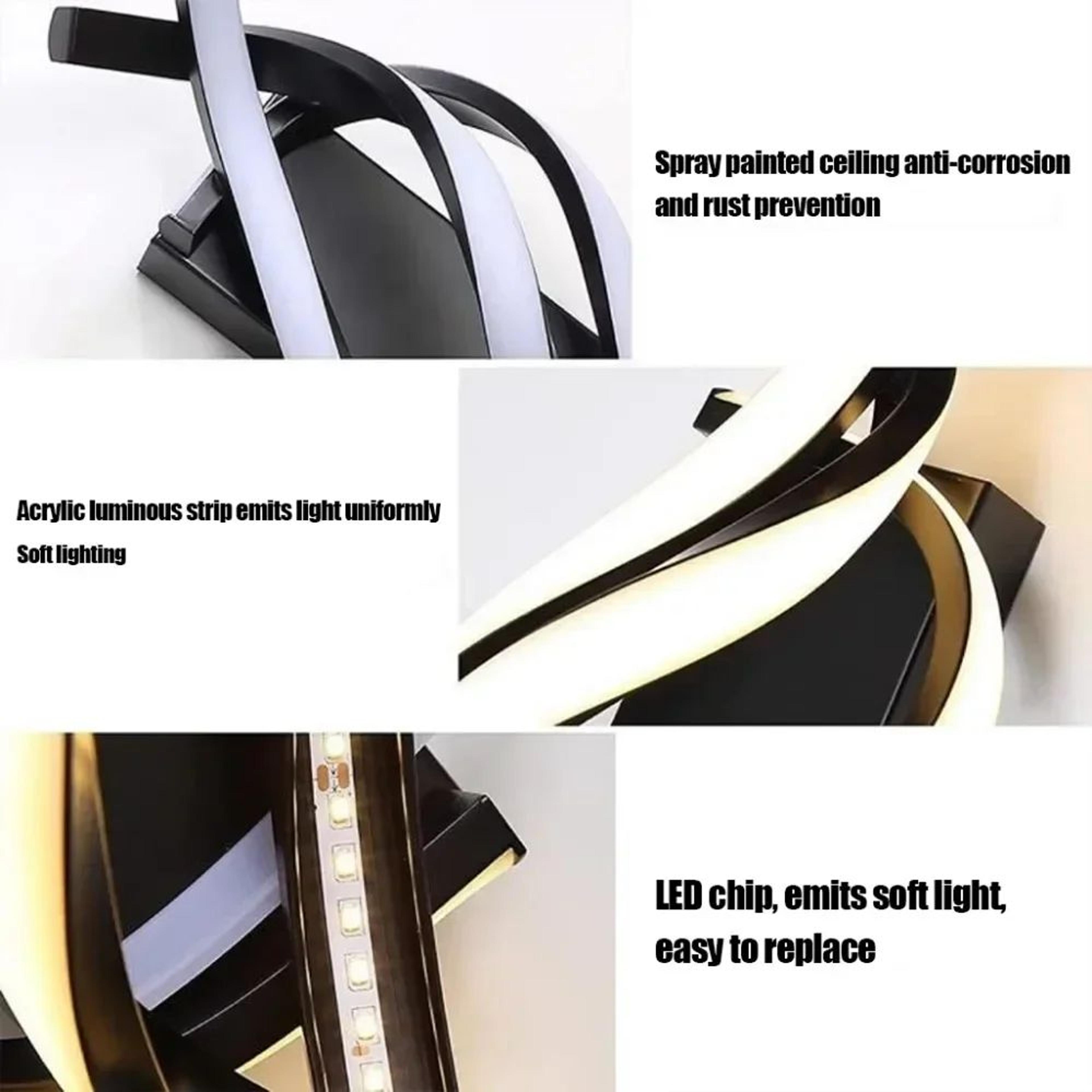 Modern LED Wall Lamp  Three Curved Line Accent Light In Black Or White For Living Room Bedroom Head 2