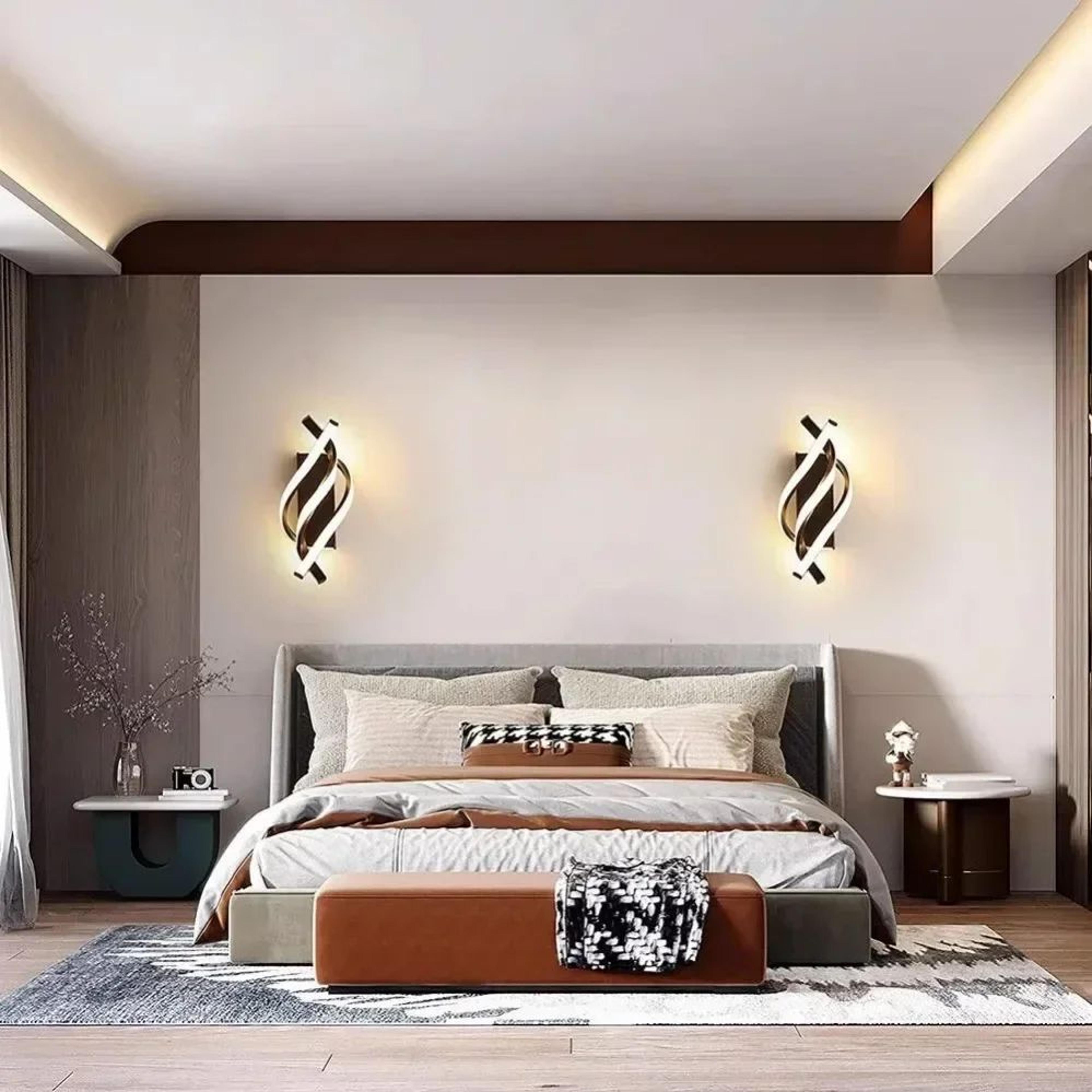 Modern LED Wall Lamp  Three Curved Line Accent Light In Black Or White For Living Room Bedroom Head 4