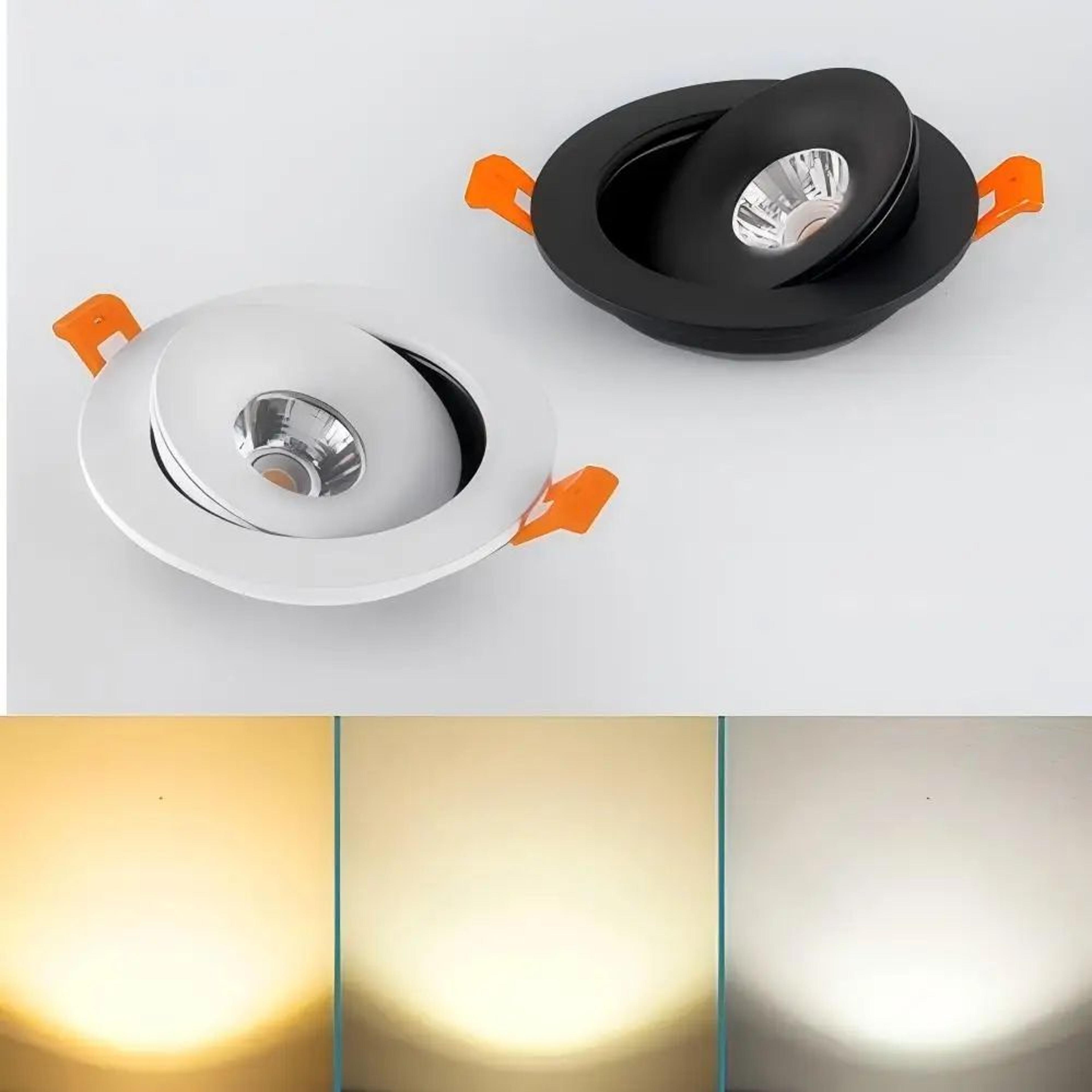 adjustable cob led downlight – 360 degree ceiling spotlight in black or white with dimmable option for home decoration