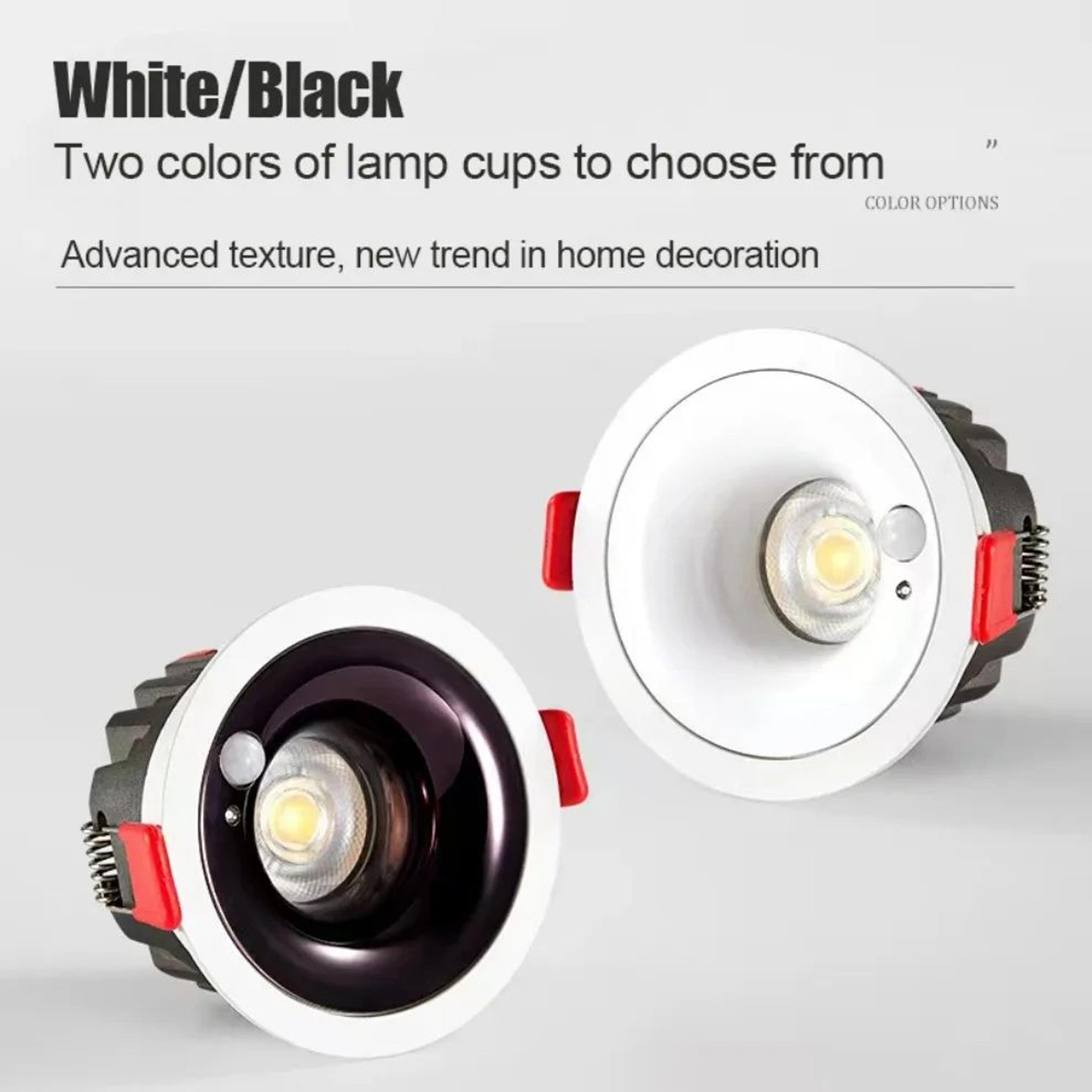 Recessed PIR Motion Sensor Spotlight  7W Or 10W LED Downlight In Black Or White For Entrance Aisle  1