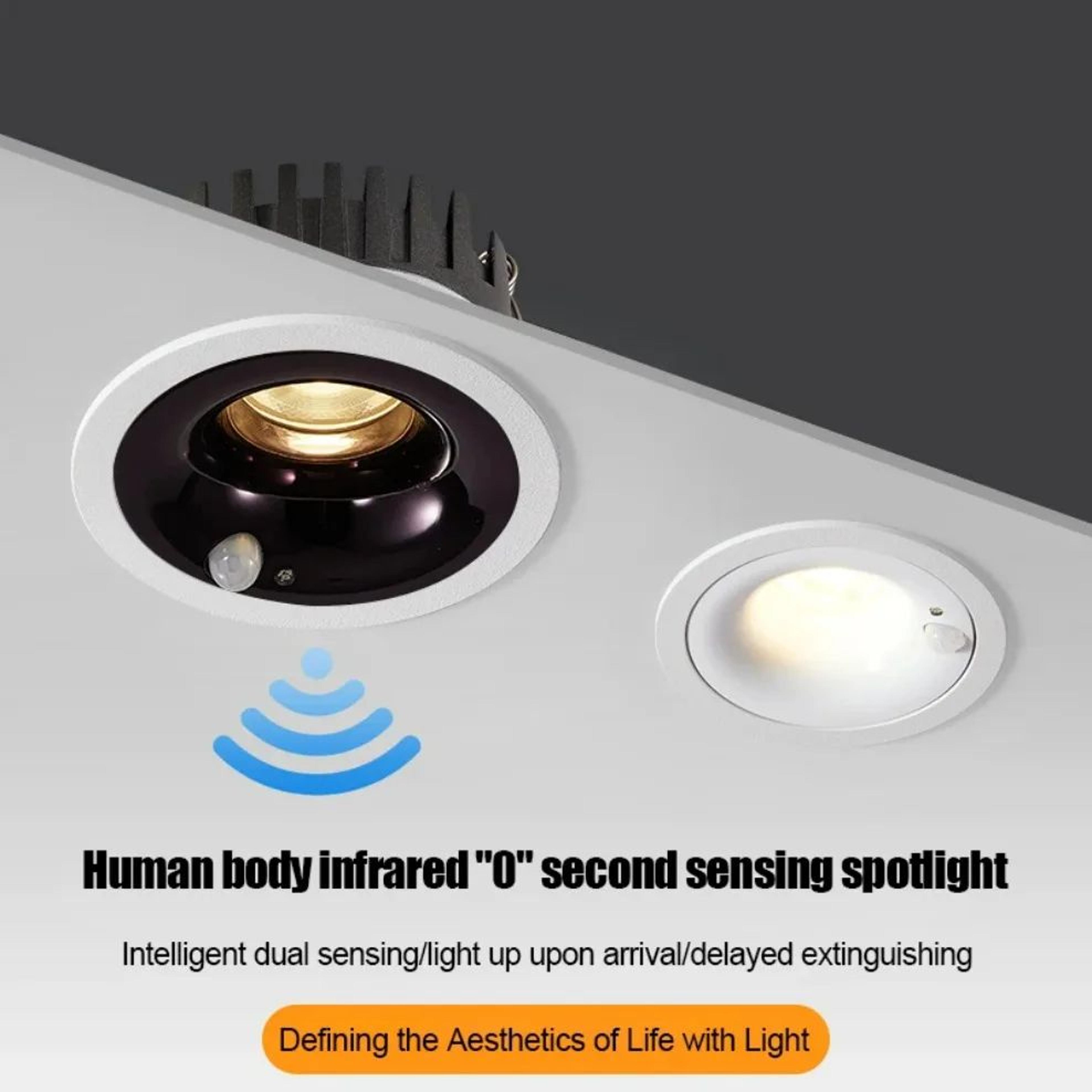 Recessed PIR Motion Sensor Spotlight  7W Or 10W LED Downlight In Black Or White For Entrance Aisle  2