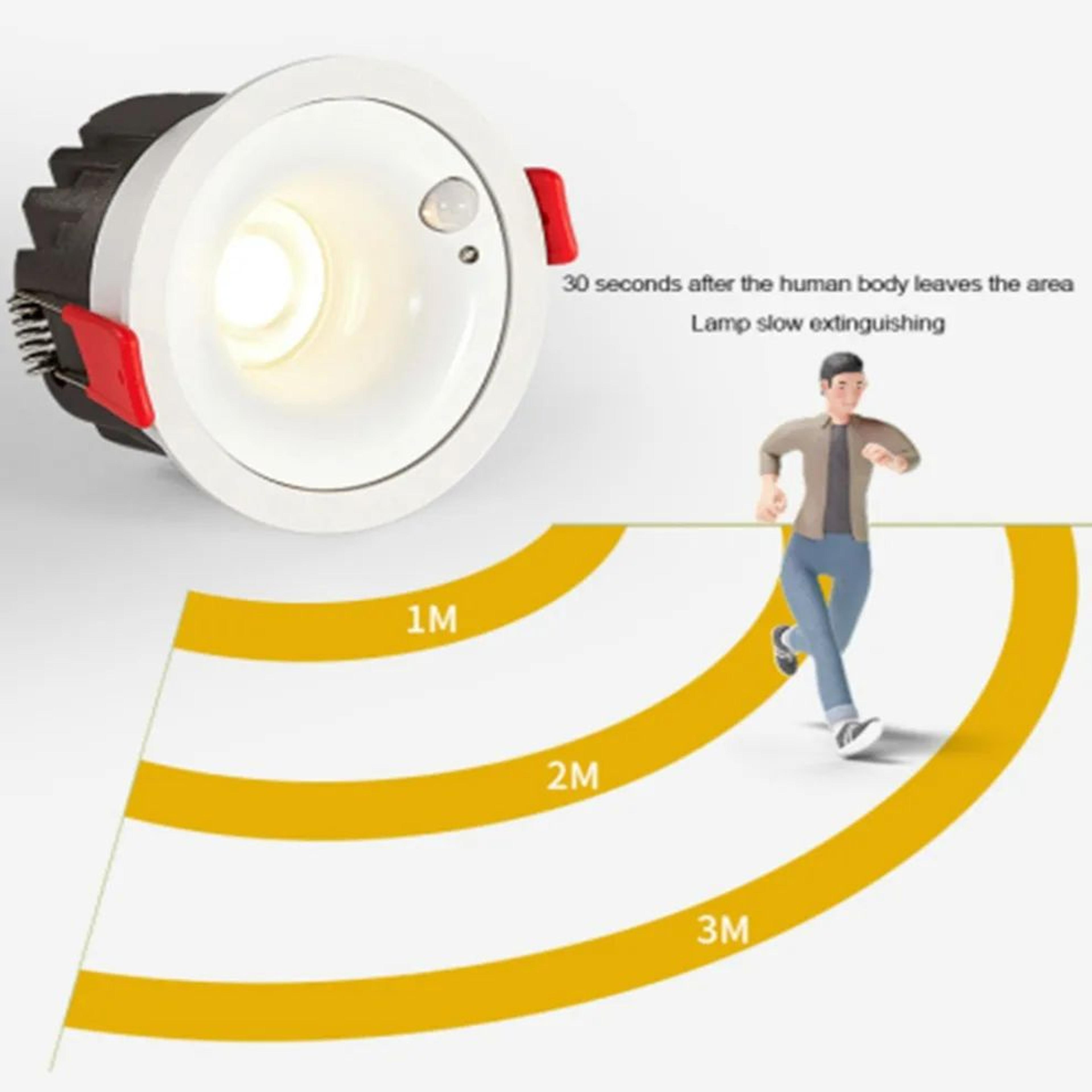 recessed pir motion sensor spotlight – 7w or 10w led downlight in black or white for entrance, aisle & indoor lighting