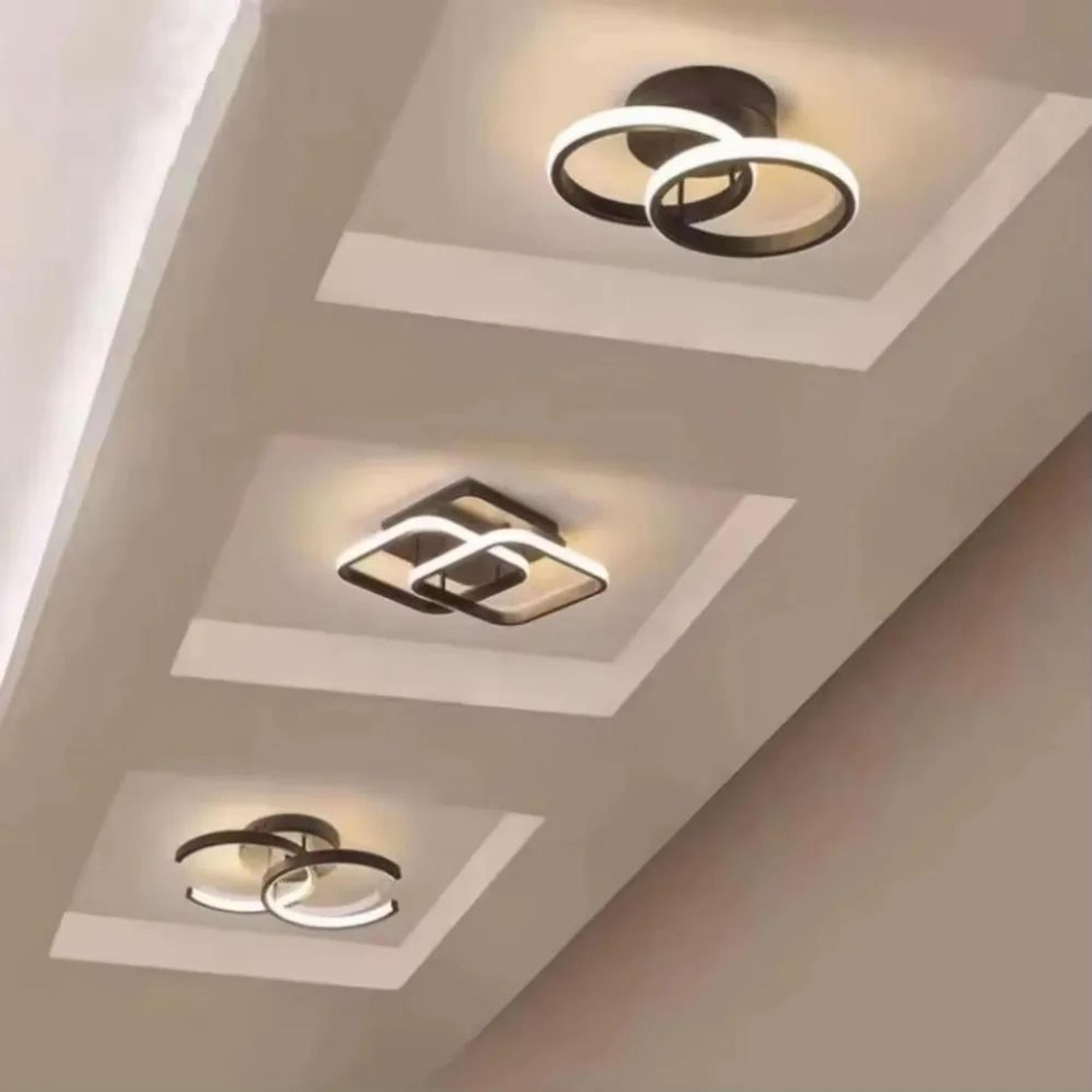 Modern Square LED Ceiling Light  25W 3 Color Lamp In Black Or White For Hallway Kitchen Bedroom  Co 2