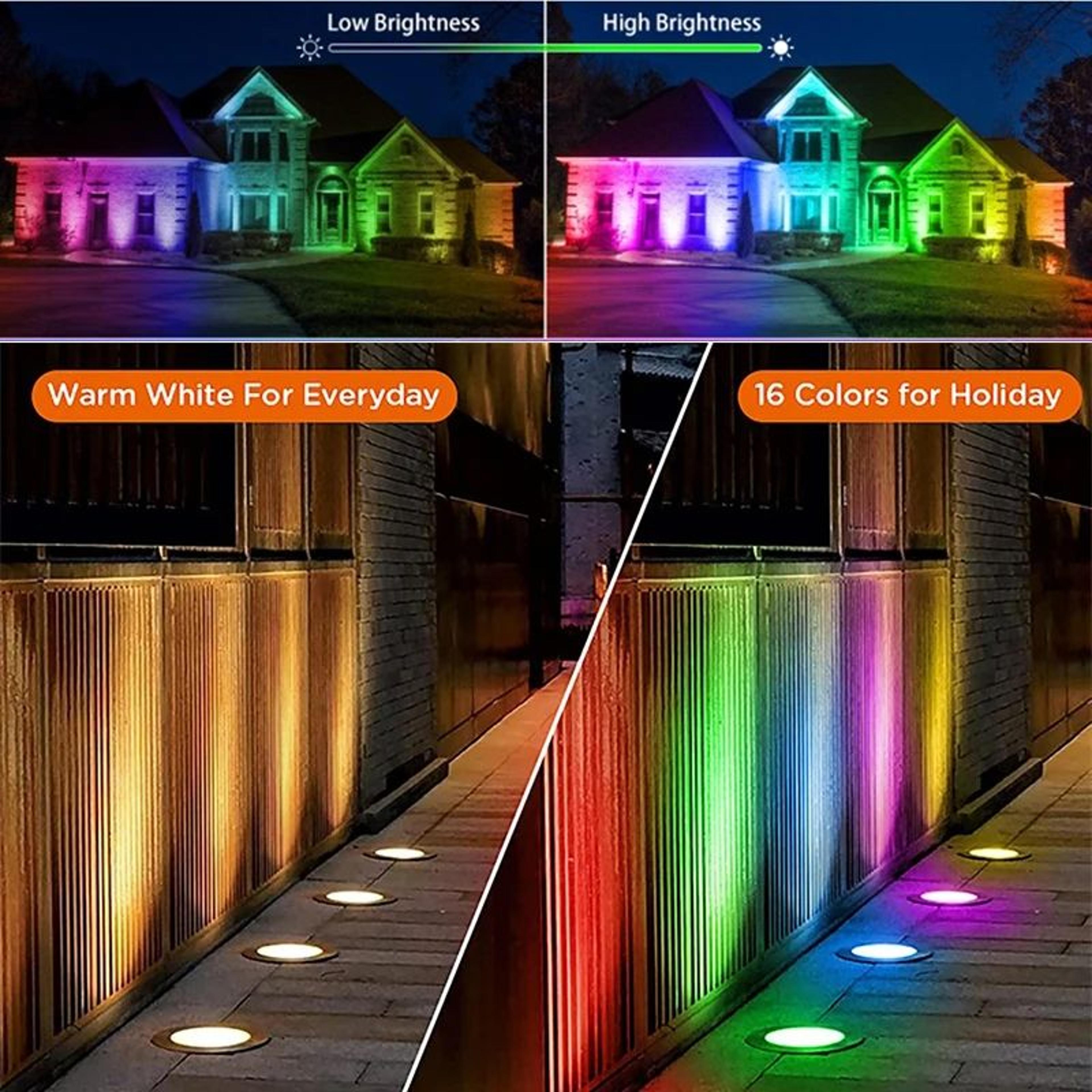 RGBW InGround Landscape Lights  8 Pack 10W 12V Waterproof Outdoor Lamps With Remote For Garden Path 3