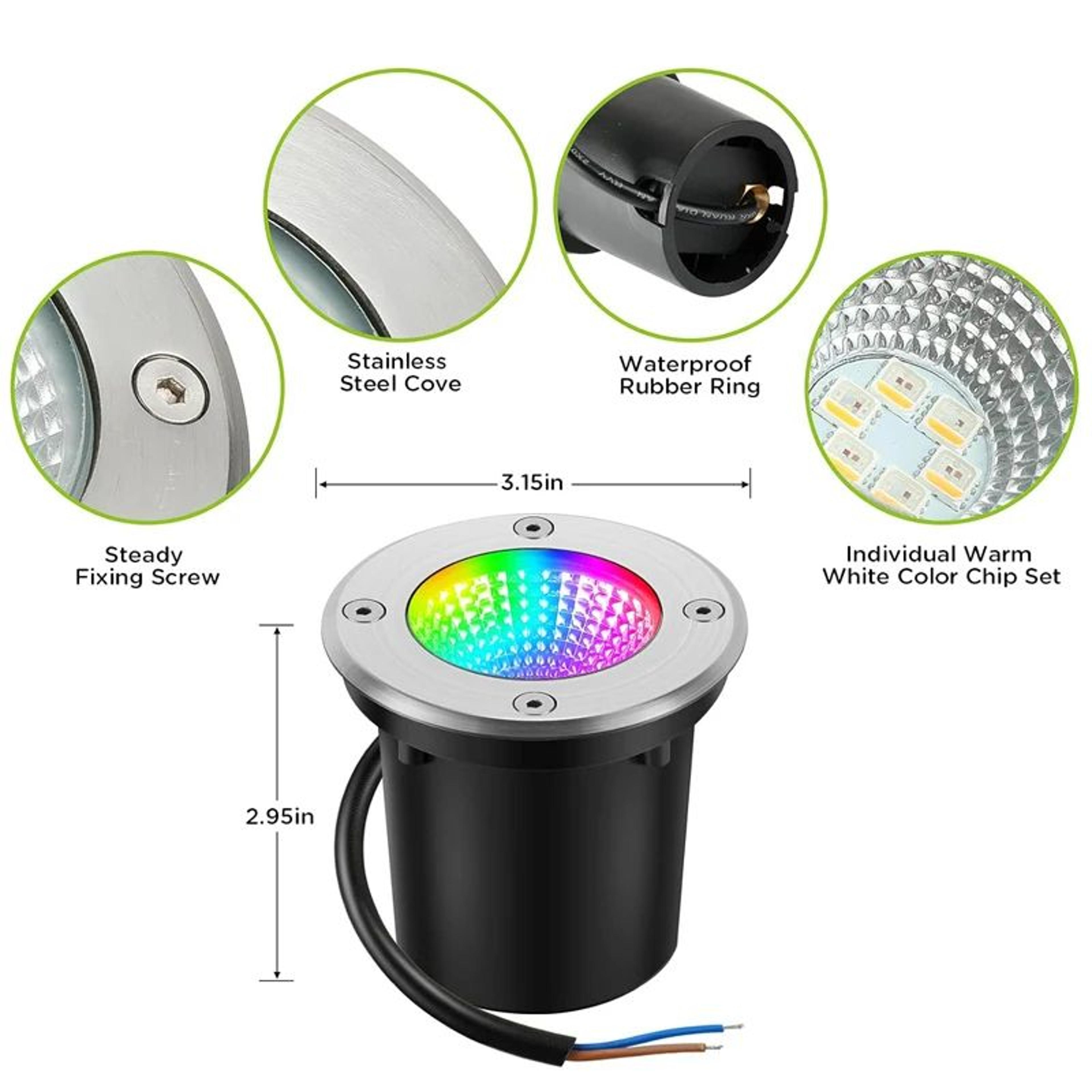 RGBW InGround Landscape Lights  8 Pack 10W 12V Waterproof Outdoor Lamps With Remote For Garden Path 2