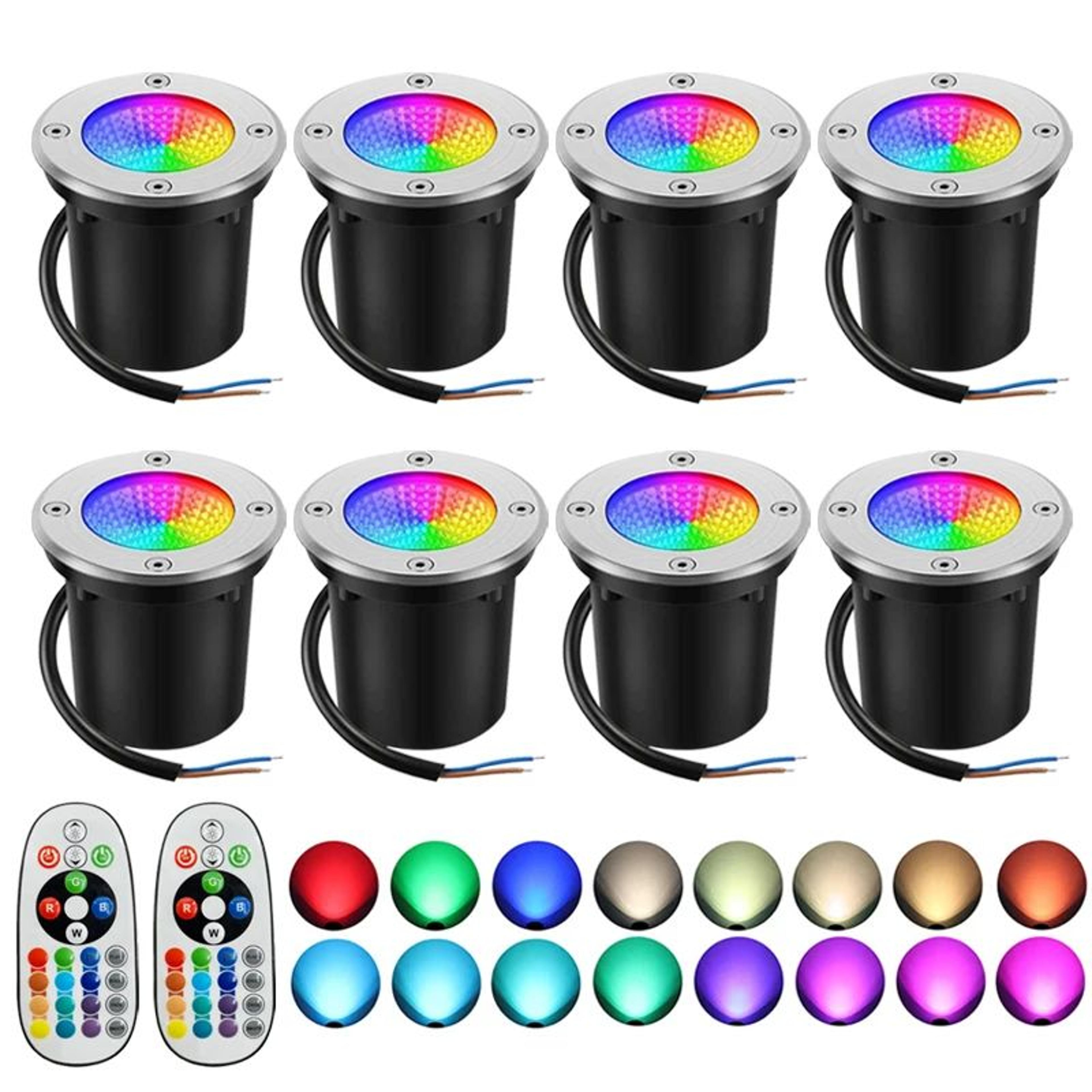 RGBW InGround Landscape Lights  8 Pack 10W 12V Waterproof Outdoor Lamps With Remote For Garden Path 9