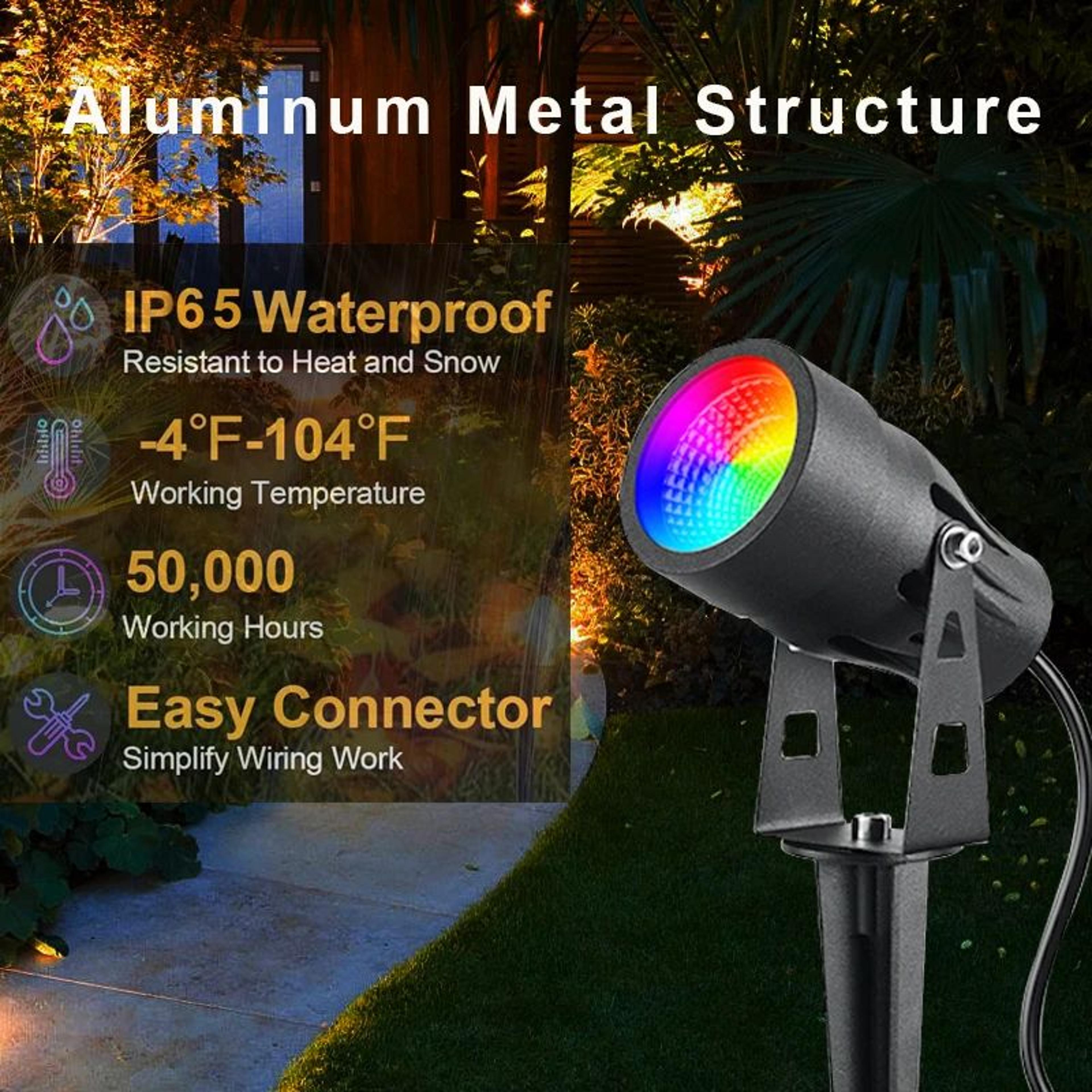 RGBW LED Landscape Light  6W 12V Waterproof Color Changing Garden Spotlight With RF Remote And Spik 4