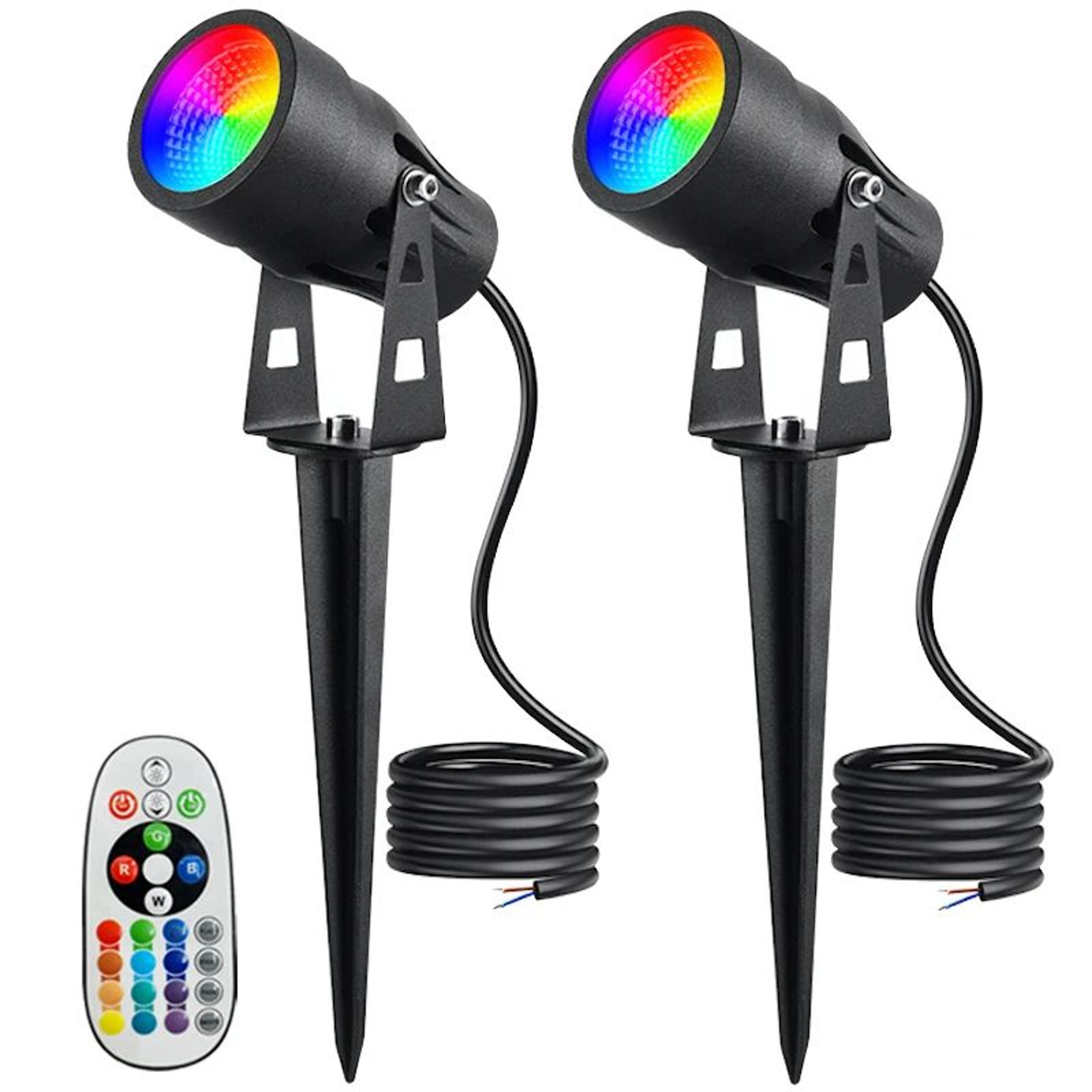 RGBW LED Landscape Light  6W 12V Waterproof Color Changing Garden Spotlight With RF Remote And Spik 8