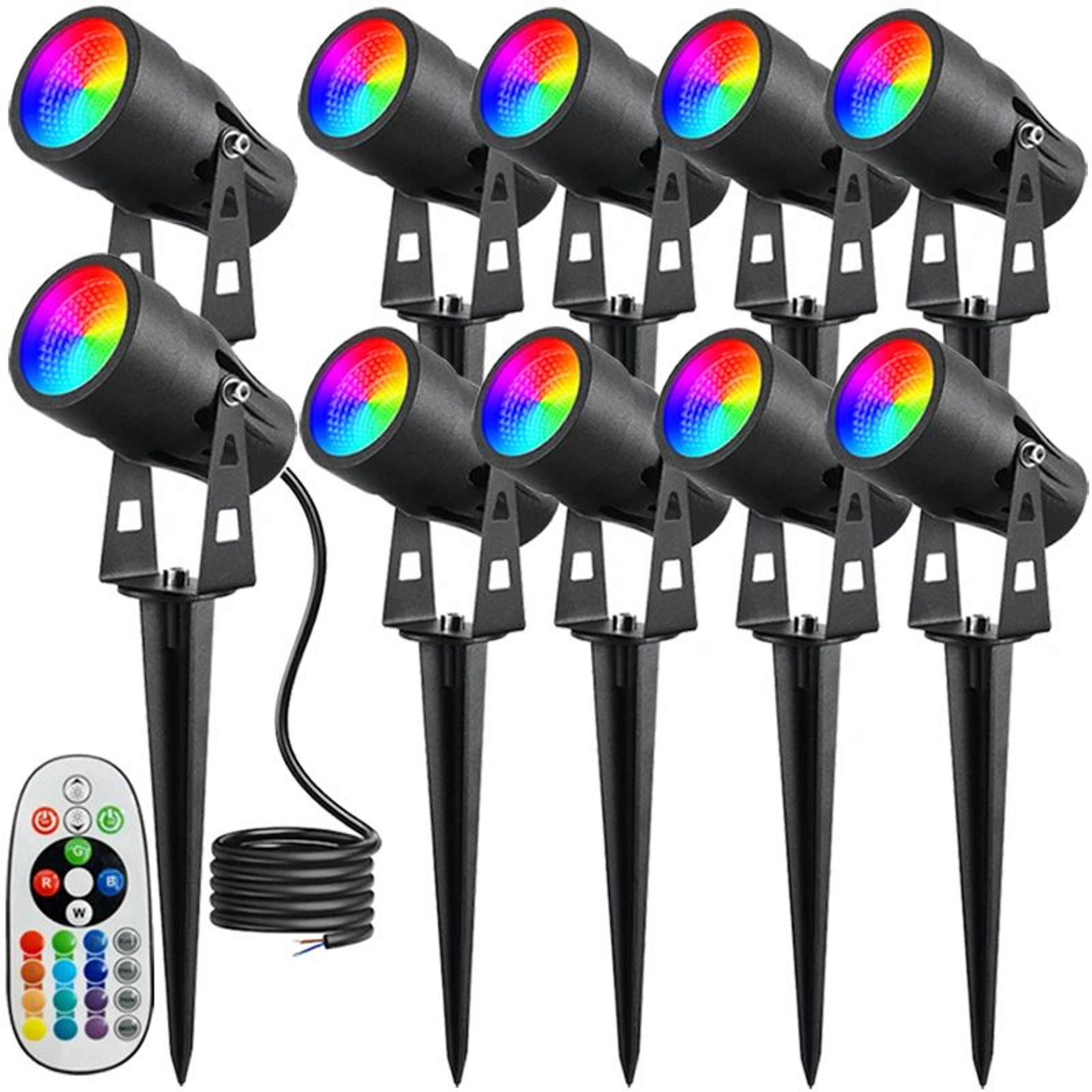 RGBW LED Landscape Light  6W 12V Waterproof Color Changing Garden Spotlight With RF Remote And Spik 11