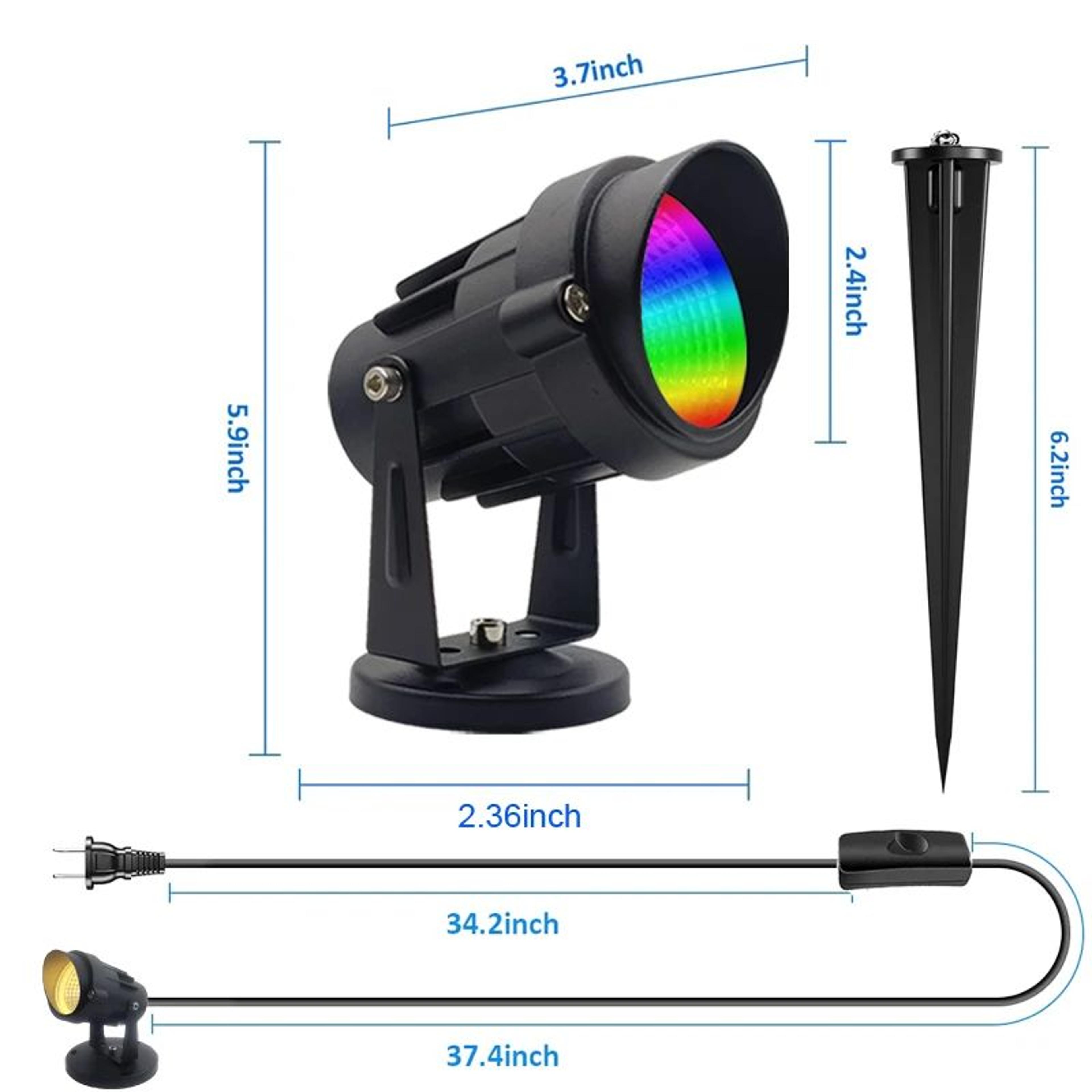 10W RGBW Indoor Spotlight  Color Changing Dimmable Uplight With RF Remote For Artwork Plants And De 2