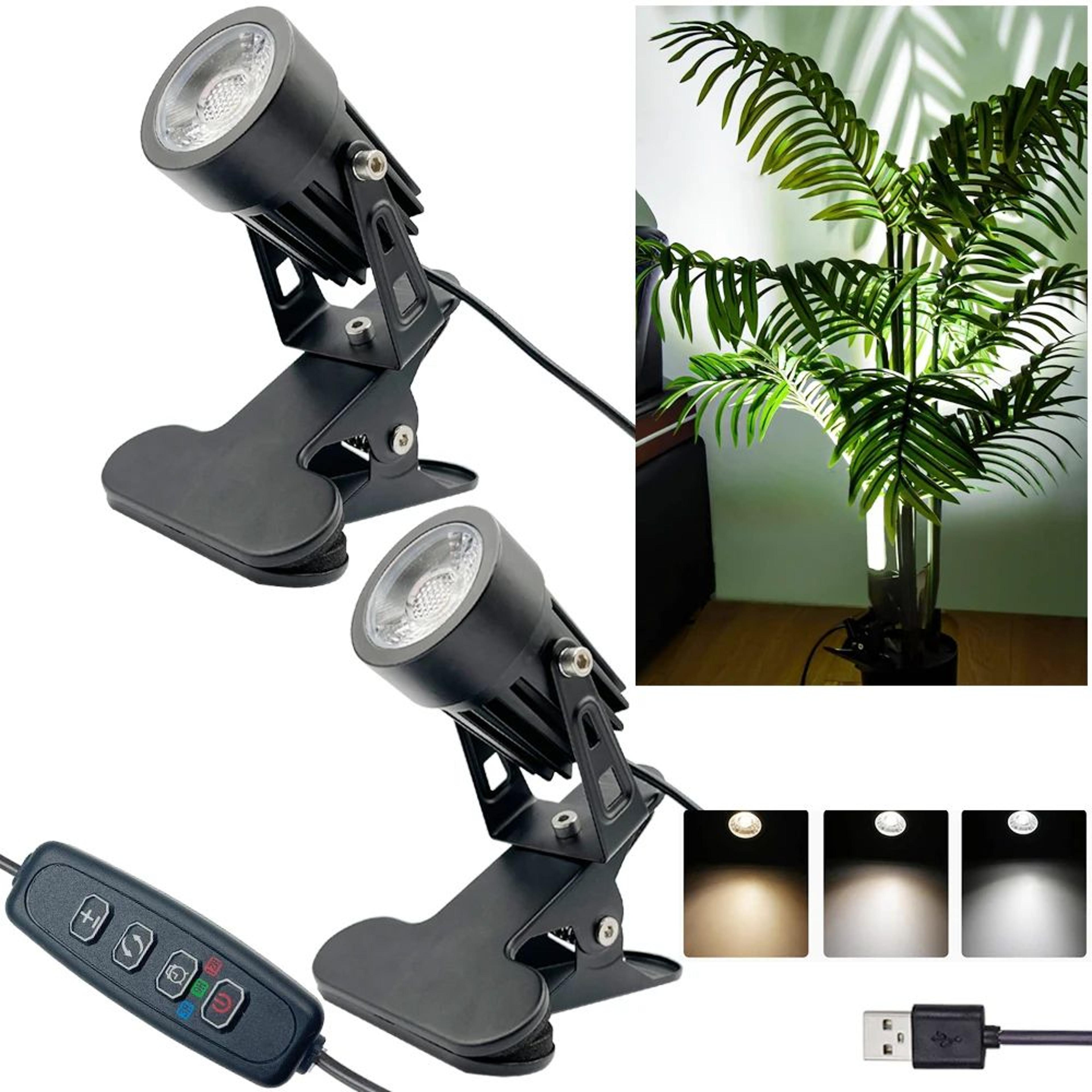 led clamp spotlight – 5w usb clip on desk lamp with 270 degree rotating head, 3 color modes & dimming for indoor decor