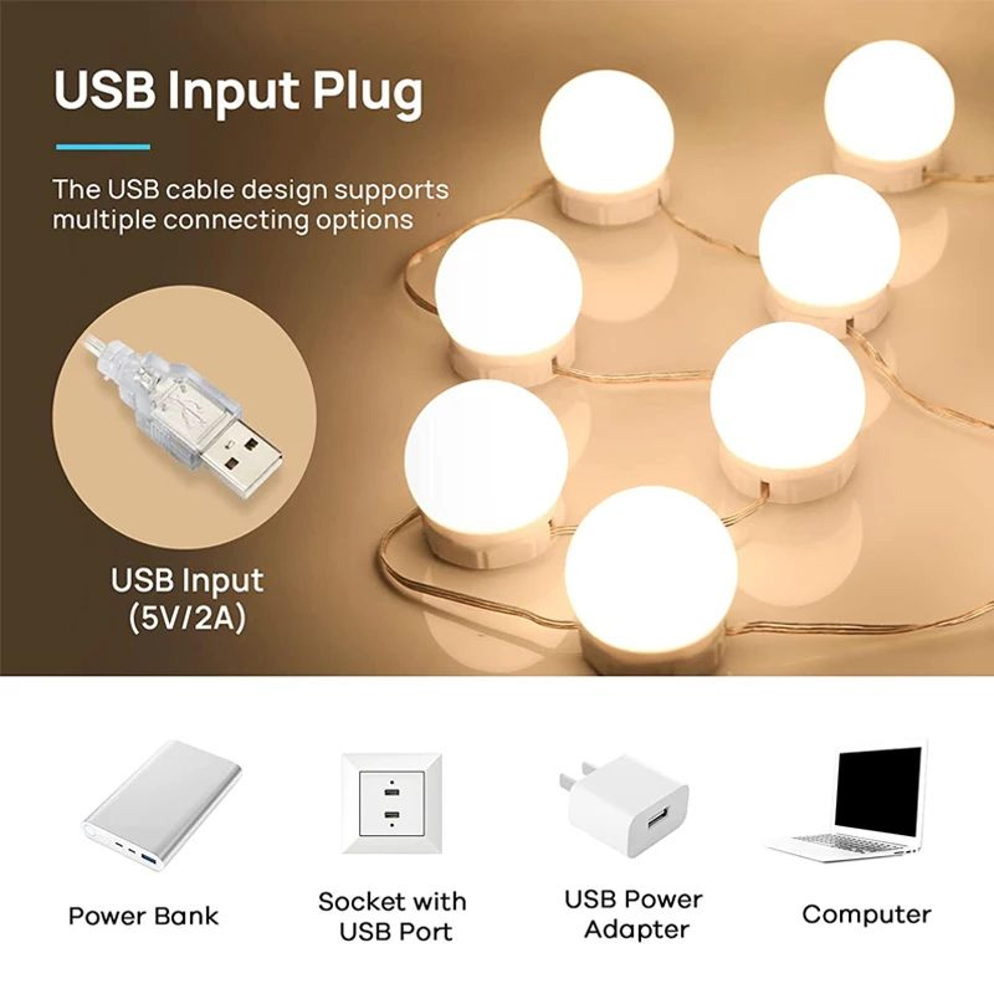 LED Vanity Mirror Lights  Hollywood Style USB Stick On Bulbs With 3 Colors  9 Brightness Levels For 3