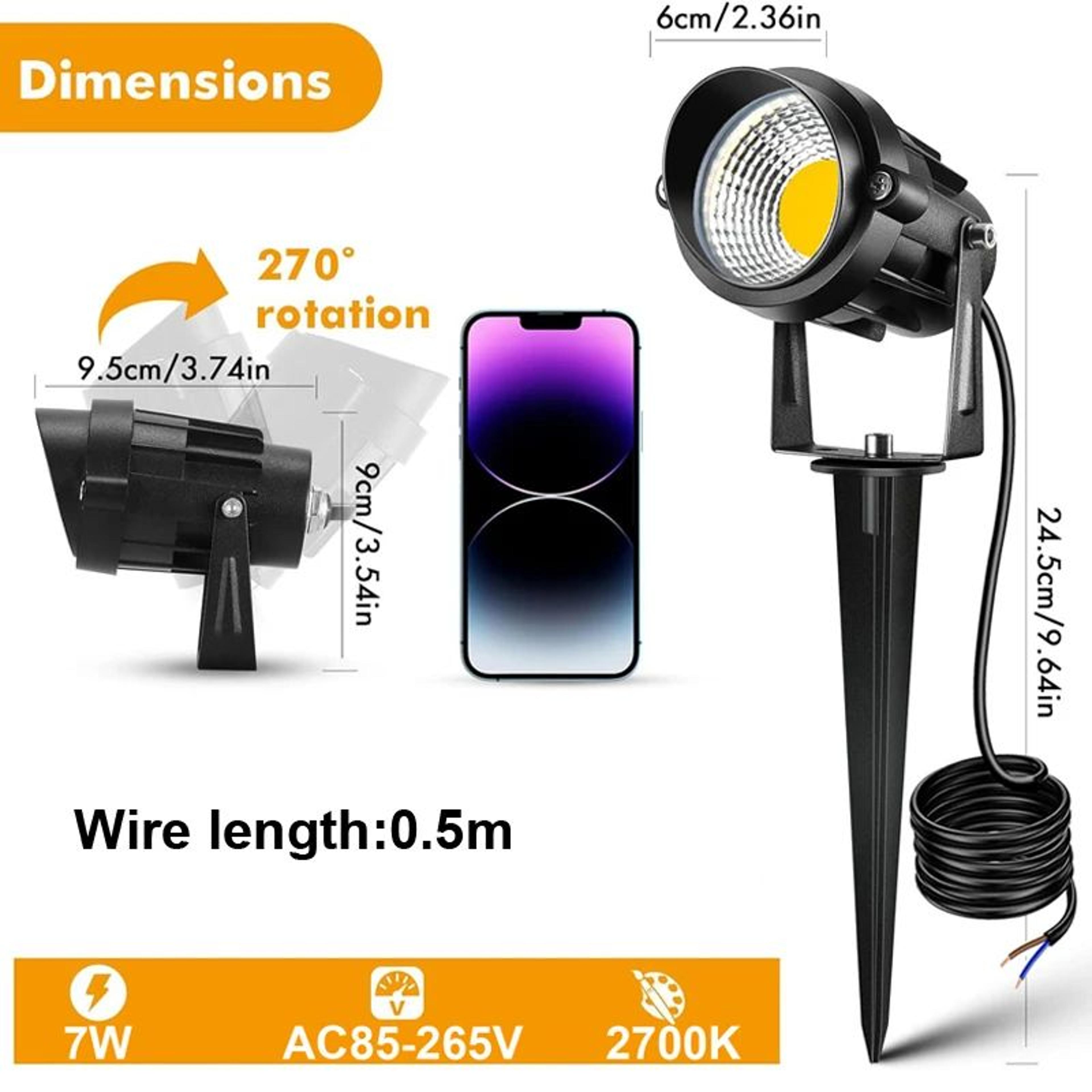 LED Landscape Light  Warm White IP65 Waterproof Outdoor Spotlight With Spike For Yard Garden Lawn A