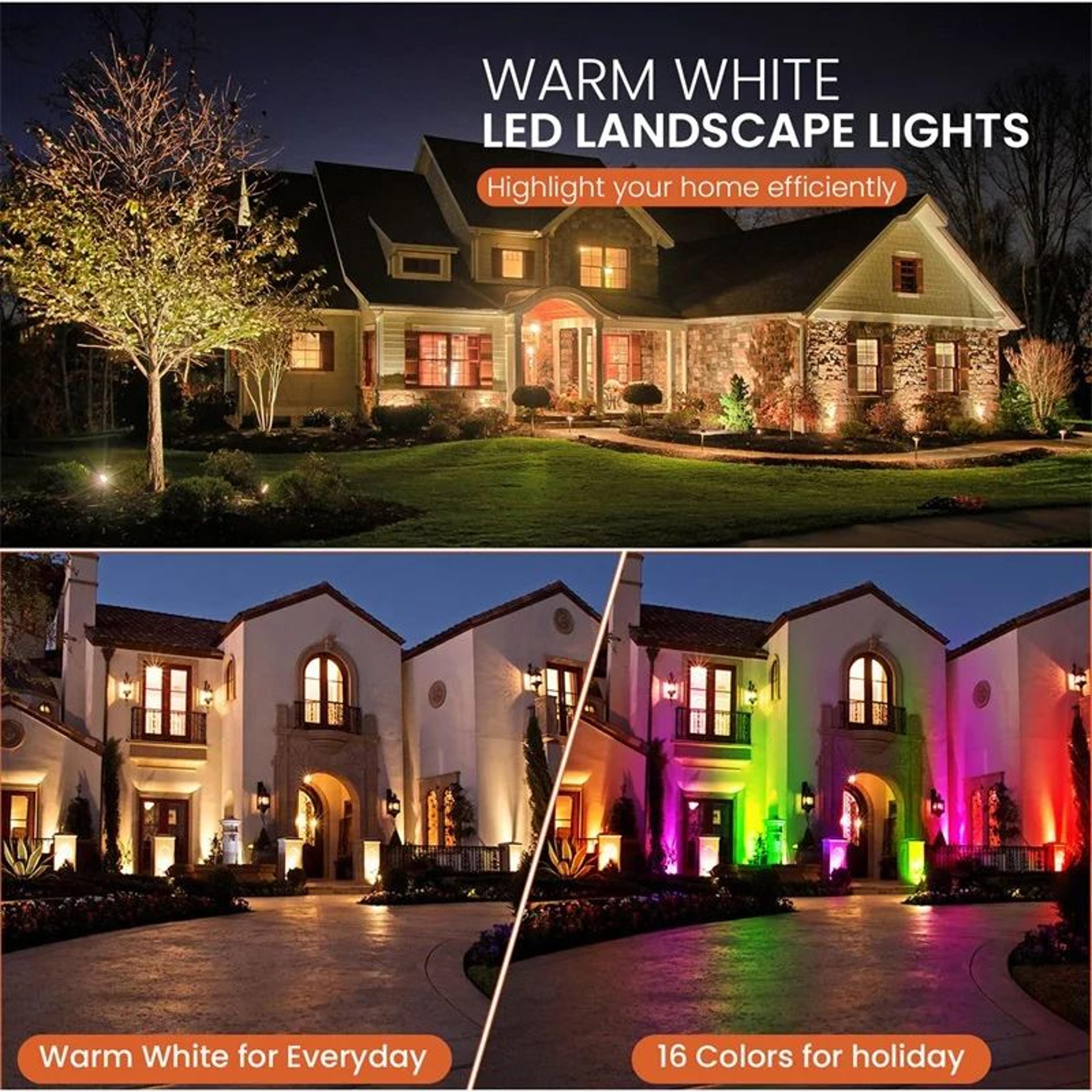 RGBW InGround Lights  10 Pack 6W Waterproof Landscape Lamps With RF Remote For Garden Deck Steps An 5