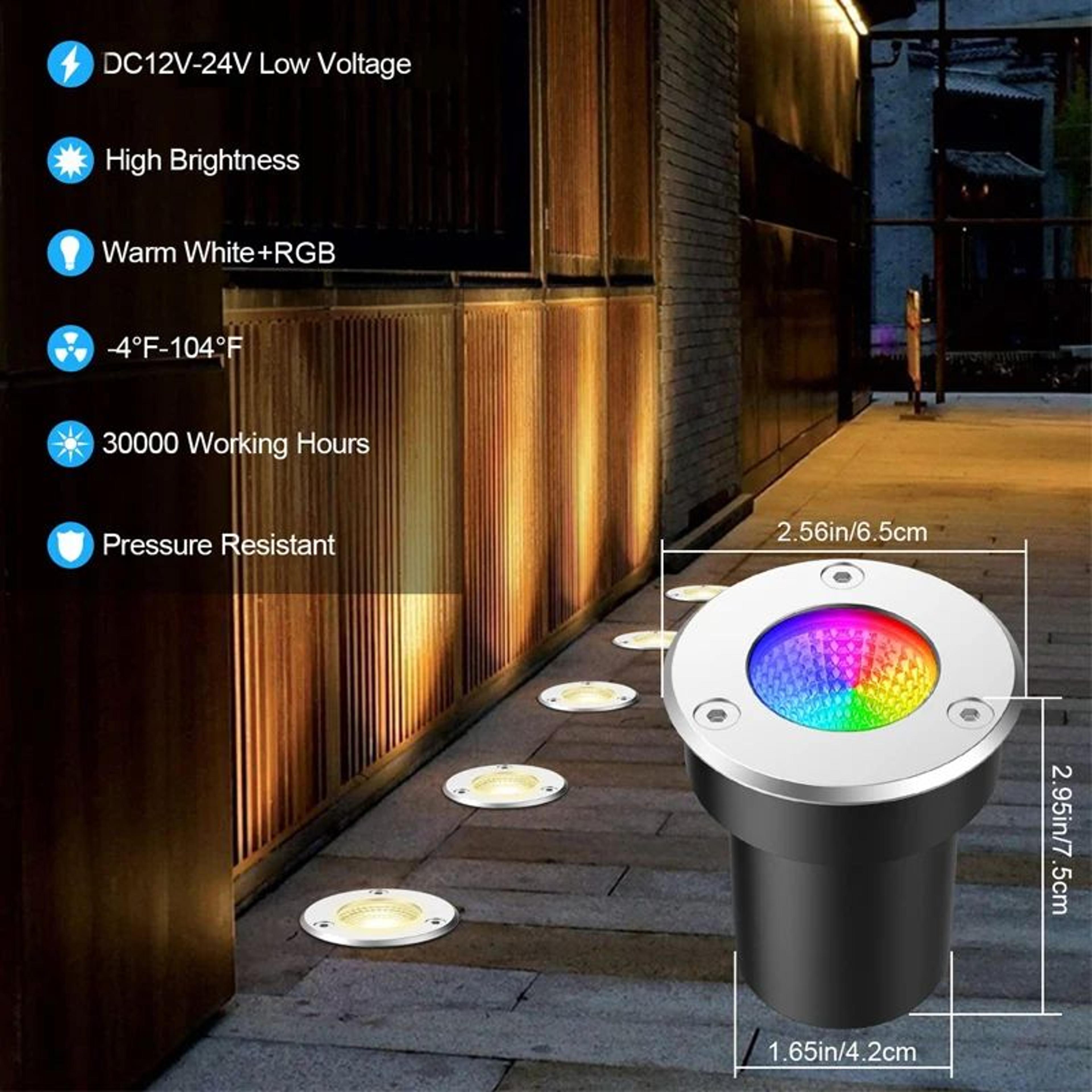 rgbw in-ground lights – 10 pack 6w waterproof landscape lamps with rf remote for garden, deck, steps and path lighting
