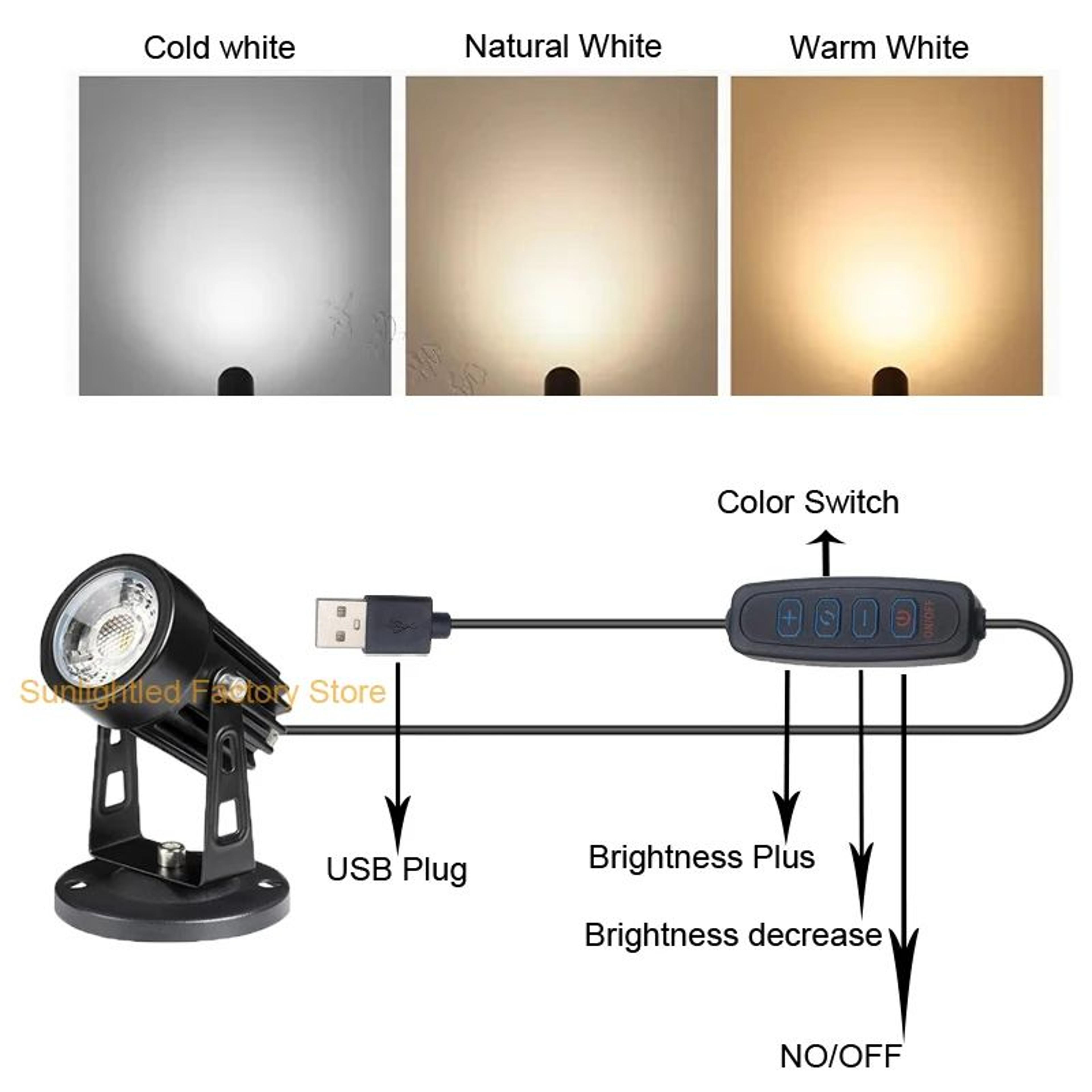 Indoor LED Accent Spotlight  Dimmable Uplight With Timer 3 Color Modes And 270 Degree Head For Plan 3