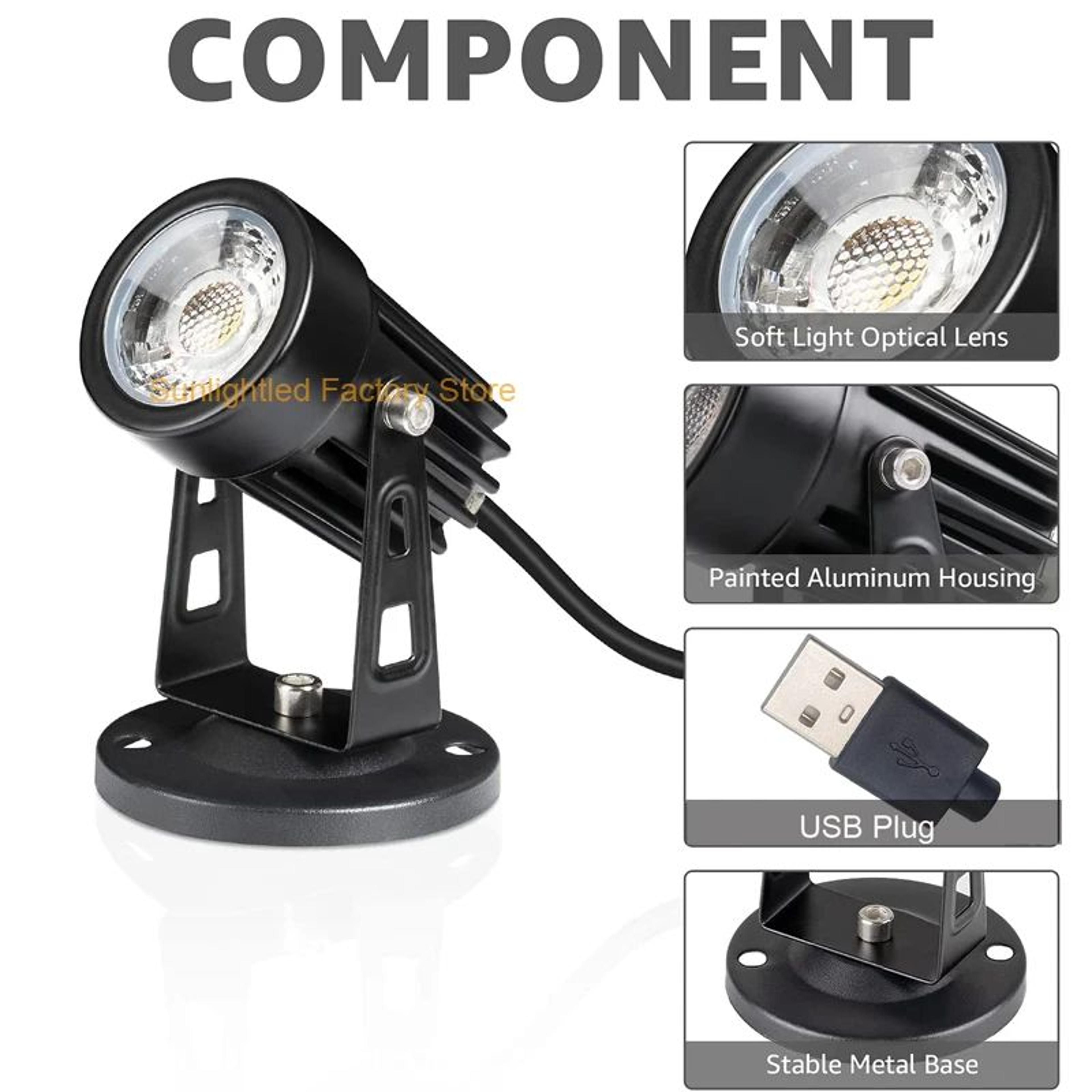 Indoor LED Accent Spotlight  Dimmable Uplight With Timer 3 Color Modes And 270 Degree Head For Plan 5