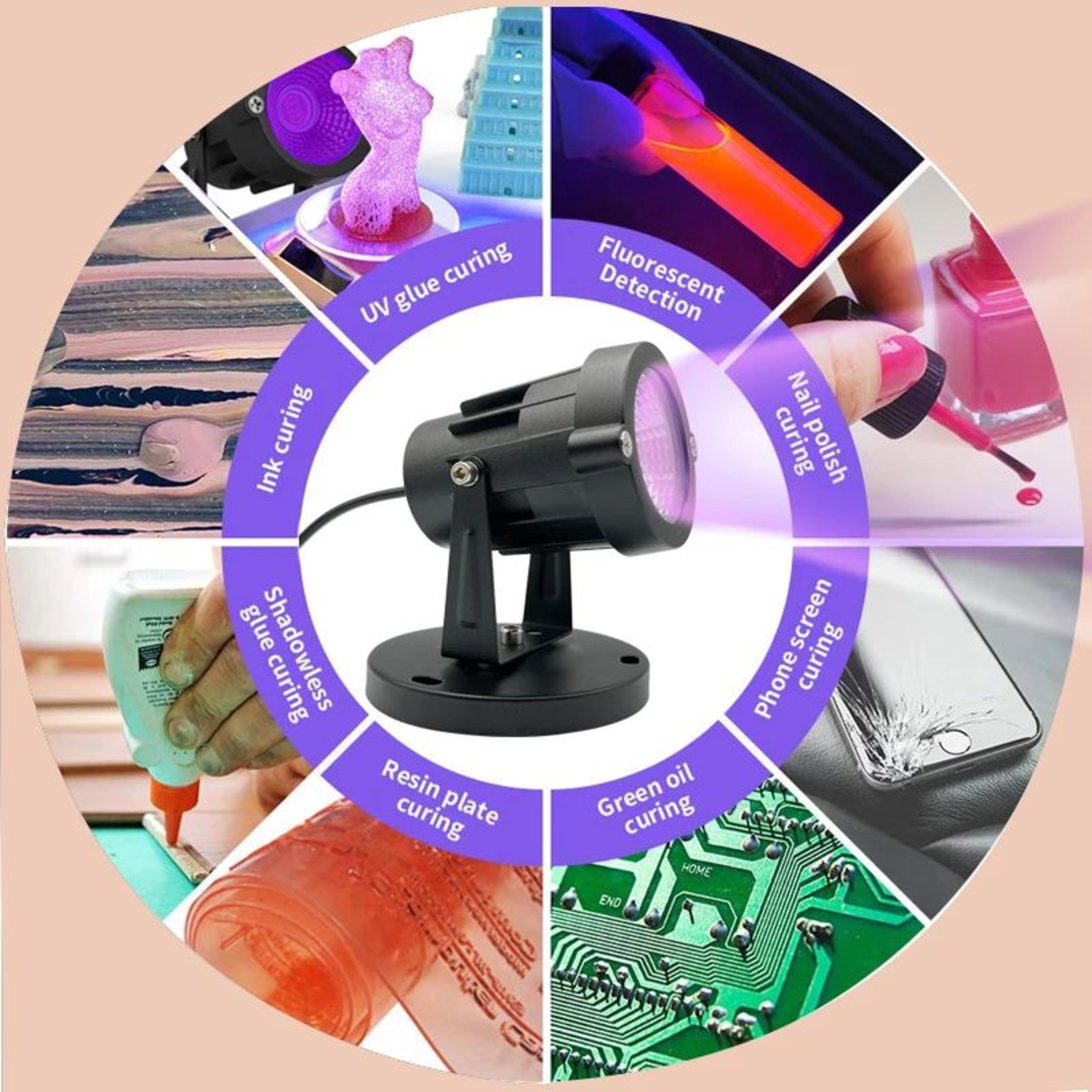 405nm UV LED Spotlight  10W USB Blacklight With On Off Switch For Resin 3D Print Curing Halloween   7