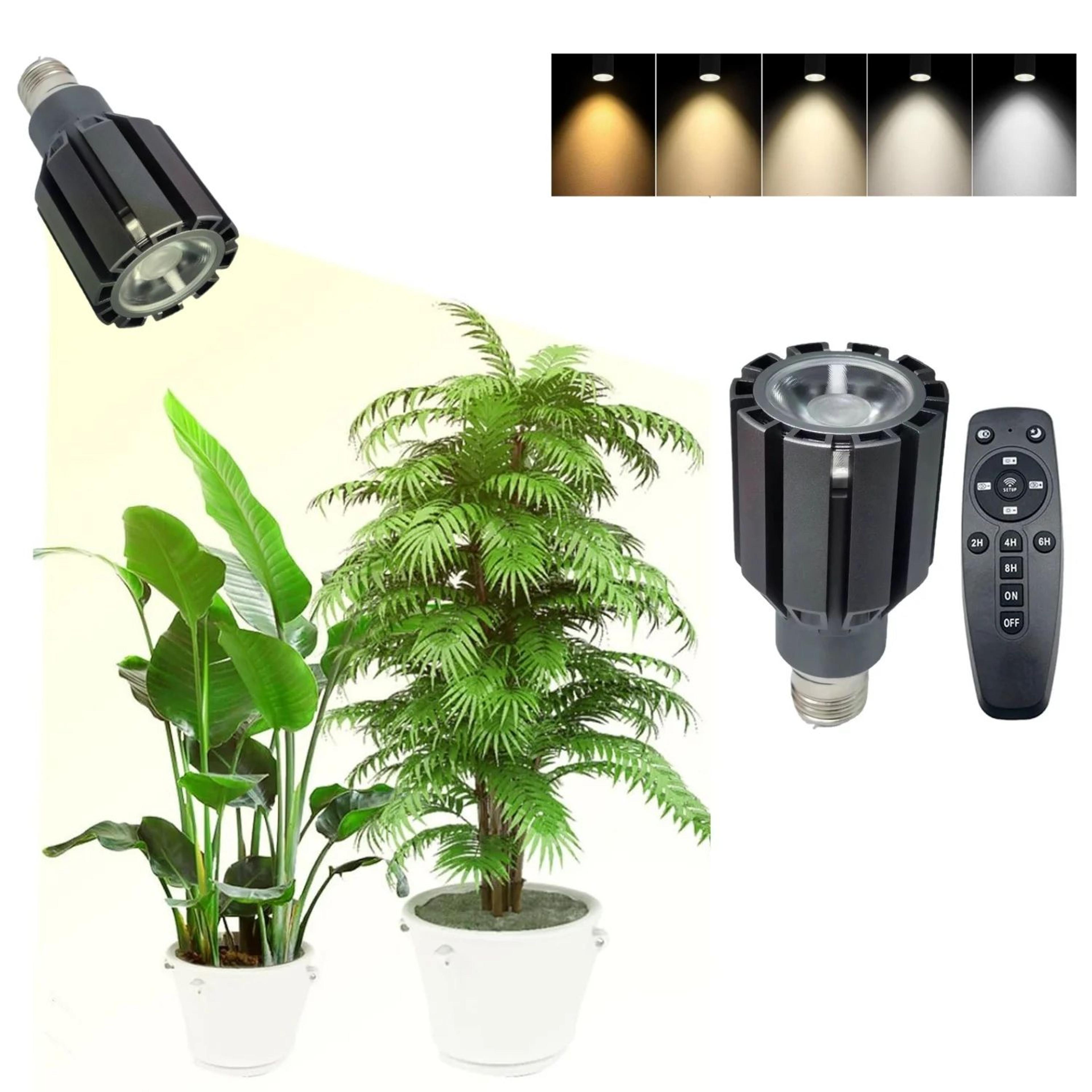 12w full spectrum led grow bulb – e27 dimmable plant light with remote, auto timer & adjustable color for indoor plant