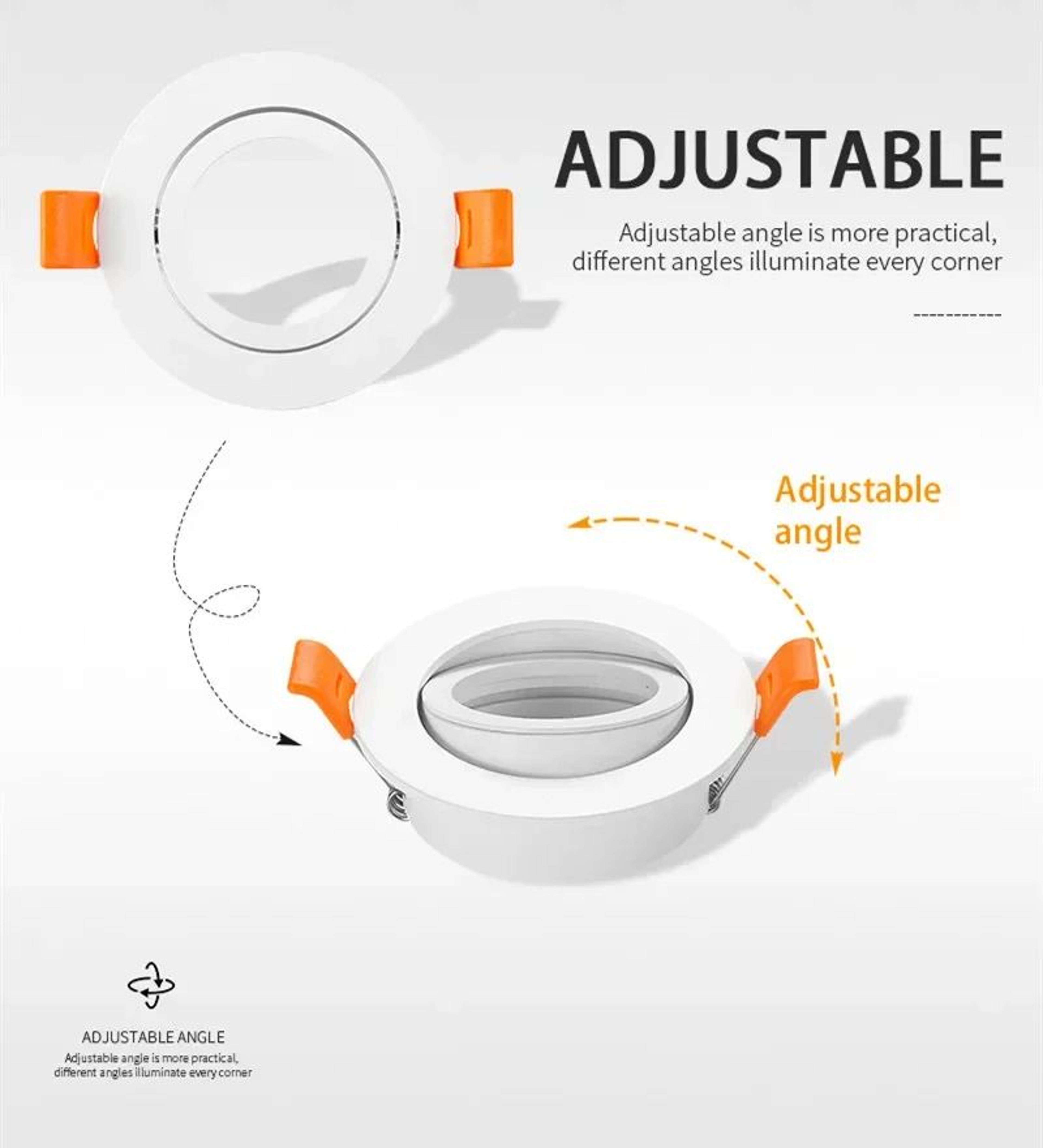 Adjustable Aluminum Downlight Frame  Round GU10 MR16 Ceiling Spotlight Fitting In Black White Or Si