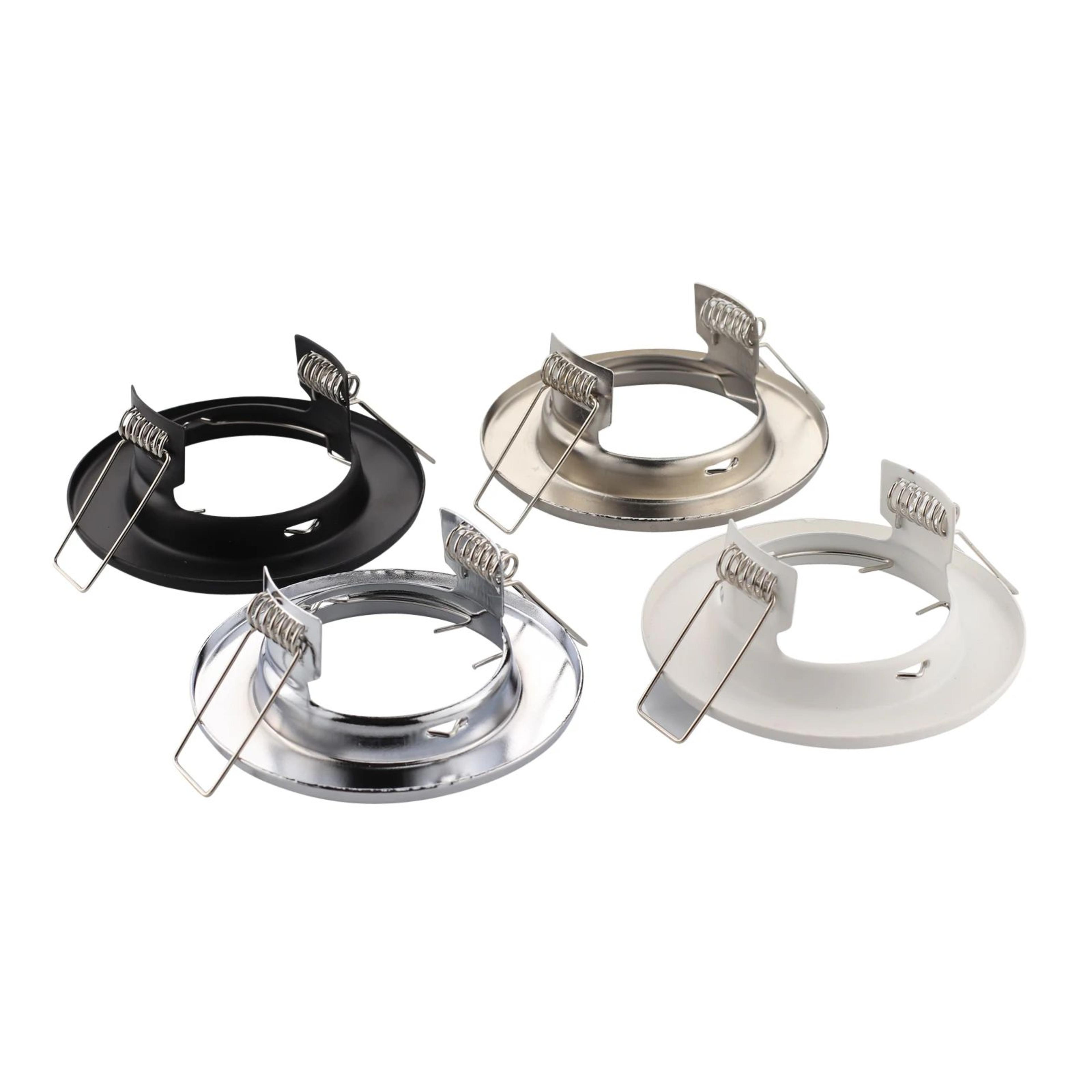 Fixed Recessed Spotlight Frame  Round Metal GU10 MR16 Ceiling Fitting In White Black Satin Nickel O