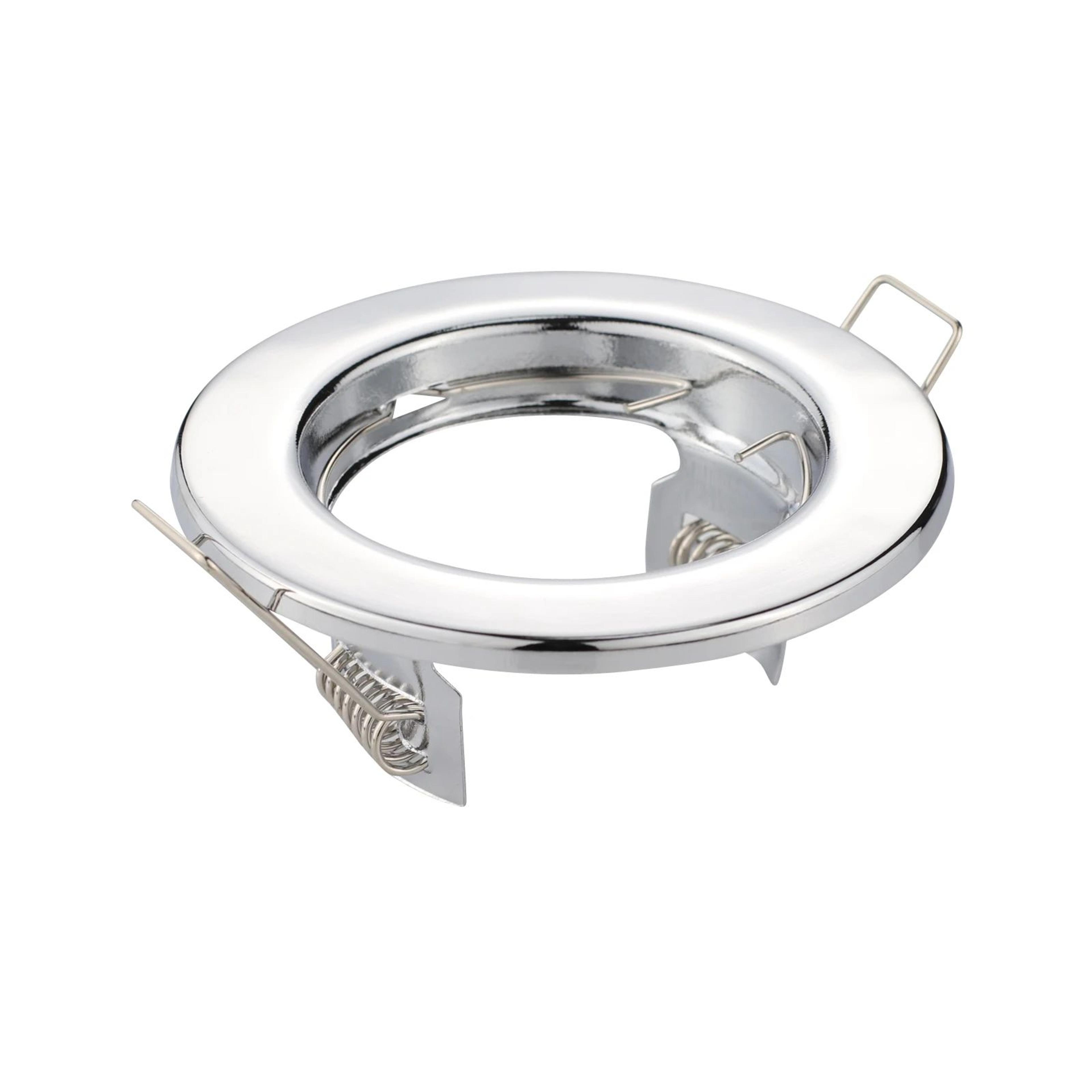 fixed recessed spotlight frame – round metal gu10 mr16 ceiling fitting in white, black, satin nickel or chrome for use