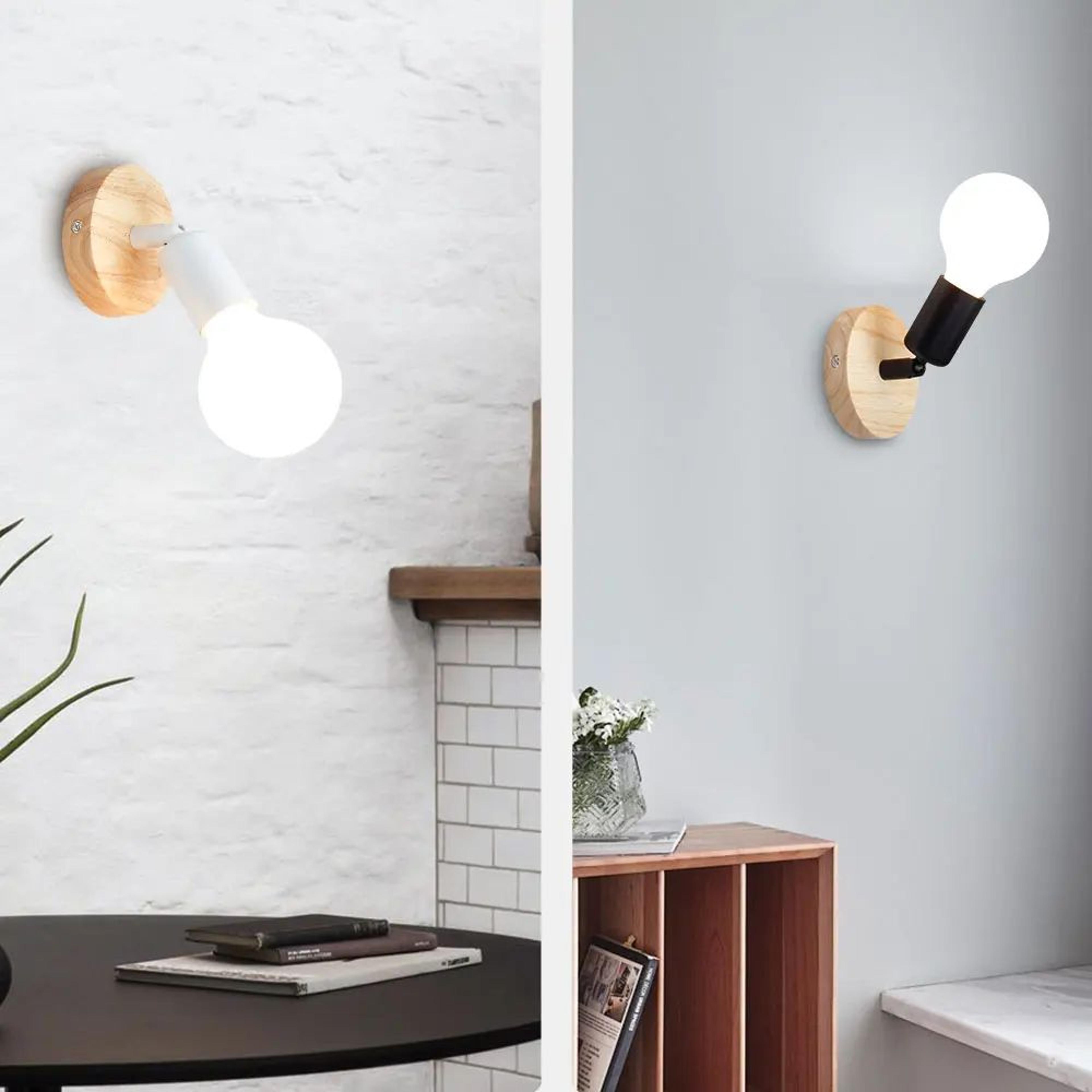Vintage Wooden Base Wall Lamp  E27 Wall Mounted Lamp For Bedroom Living Room Hallway And Decorative 3