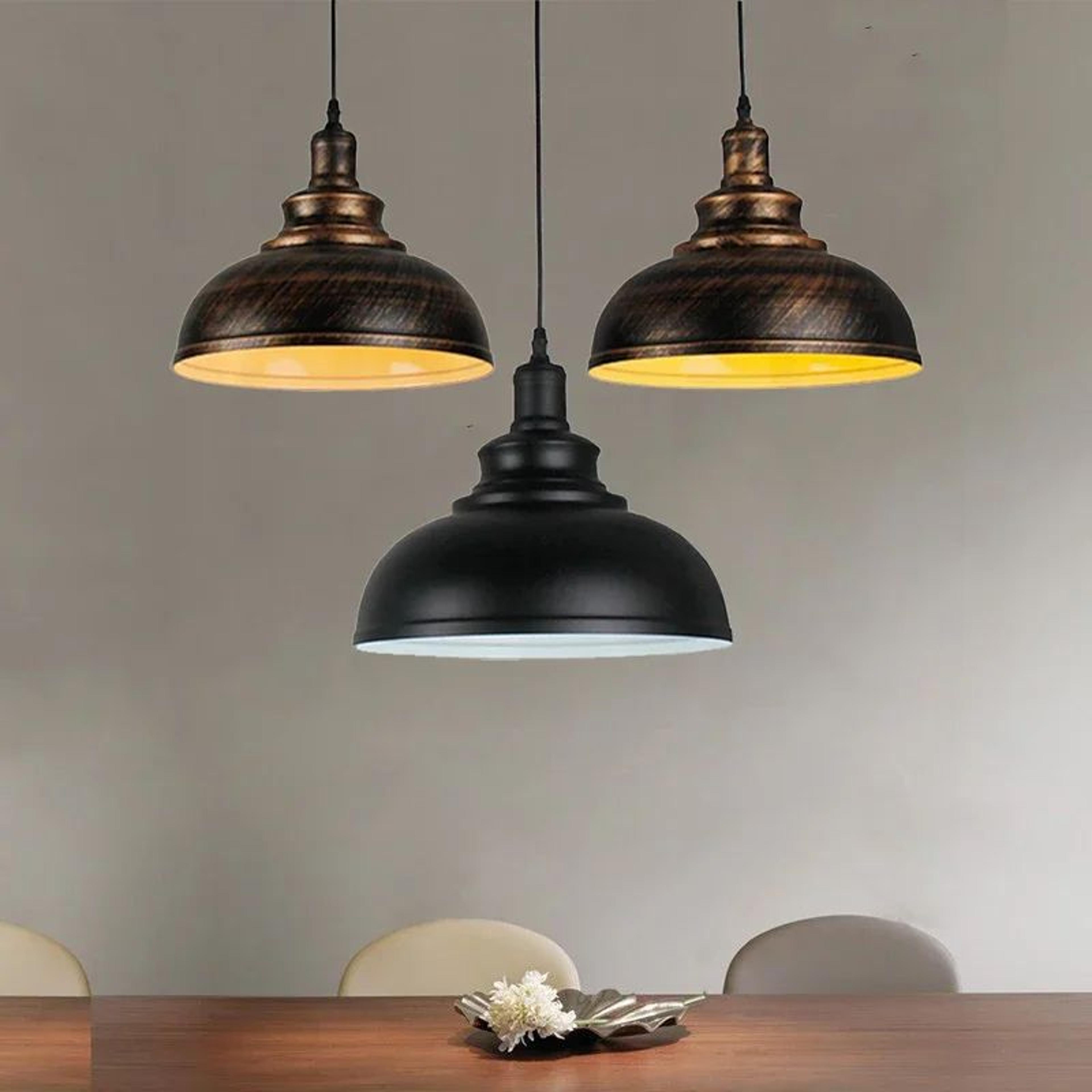 Vintage E27 Pendant Light  Retro Hanging Lamp In Black Silver Or Copper For Kitchen Dining Room Bar 2