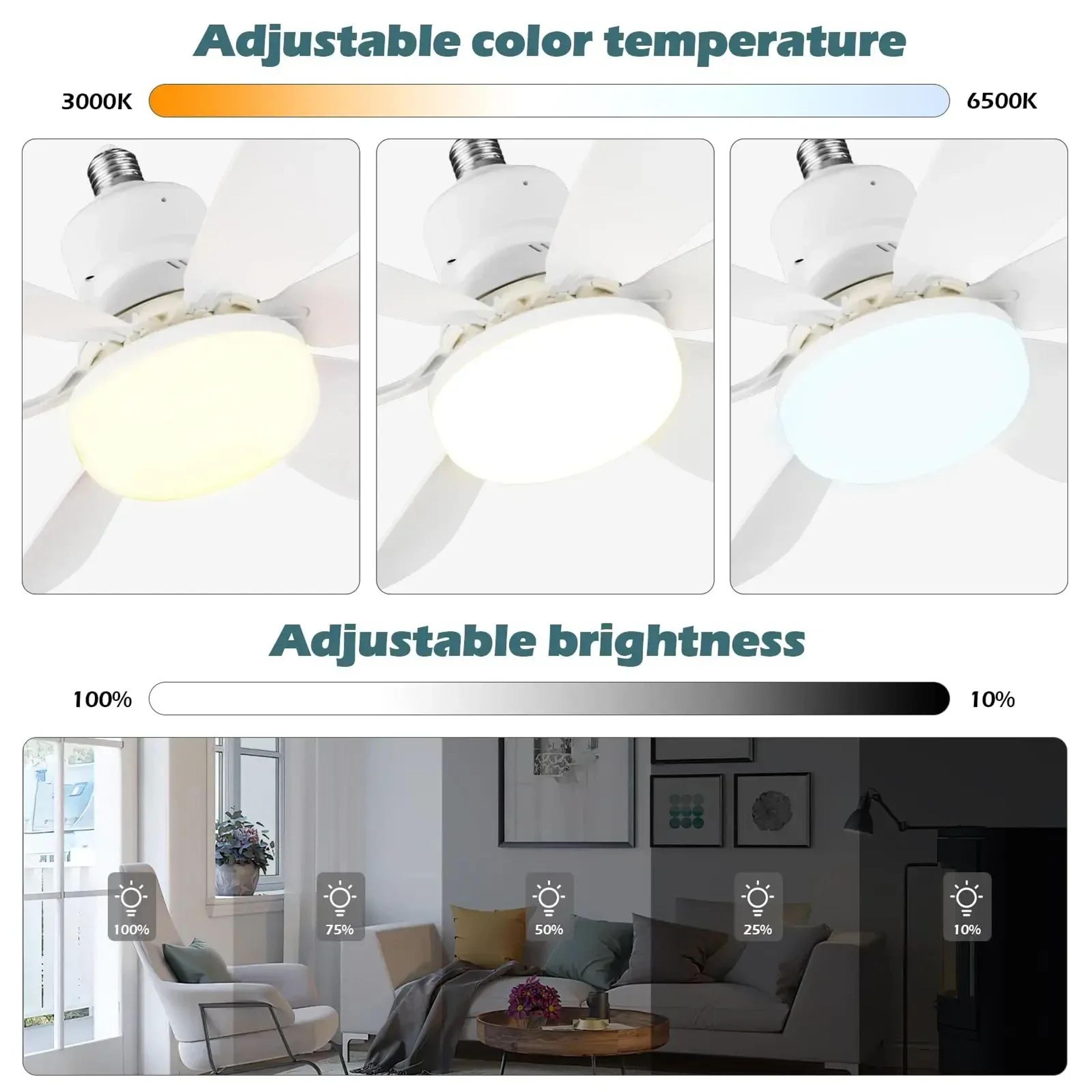 E27 Socket Ceiling Fan Light  30W Or 40W Screw In Fan With Remote And 3 Color Dimming For Bedroom K 3