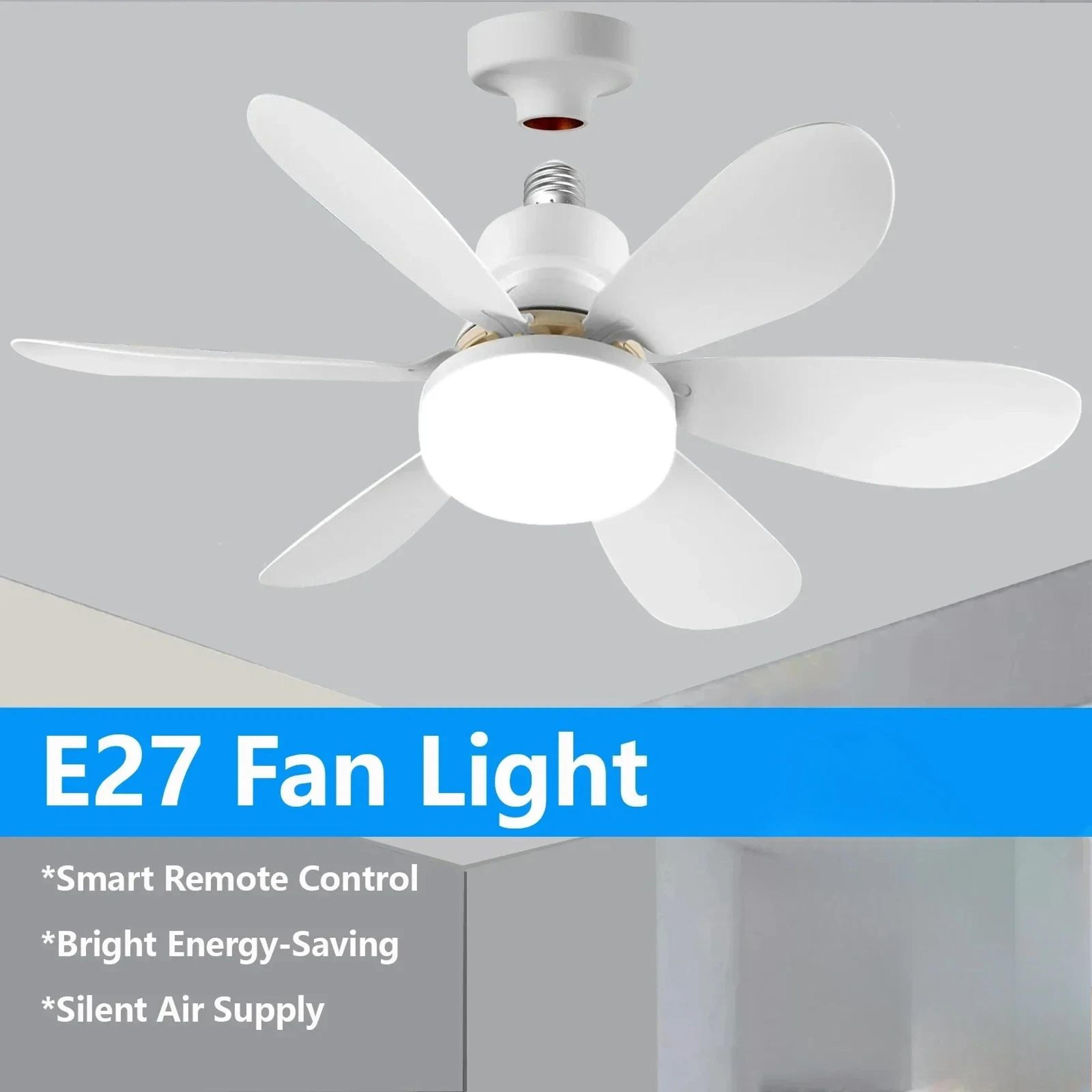 e27 socket ceiling fan light – 30w or 40w screw in fan with remote and 3 color dimming for bedroom, kitchen & bathroom