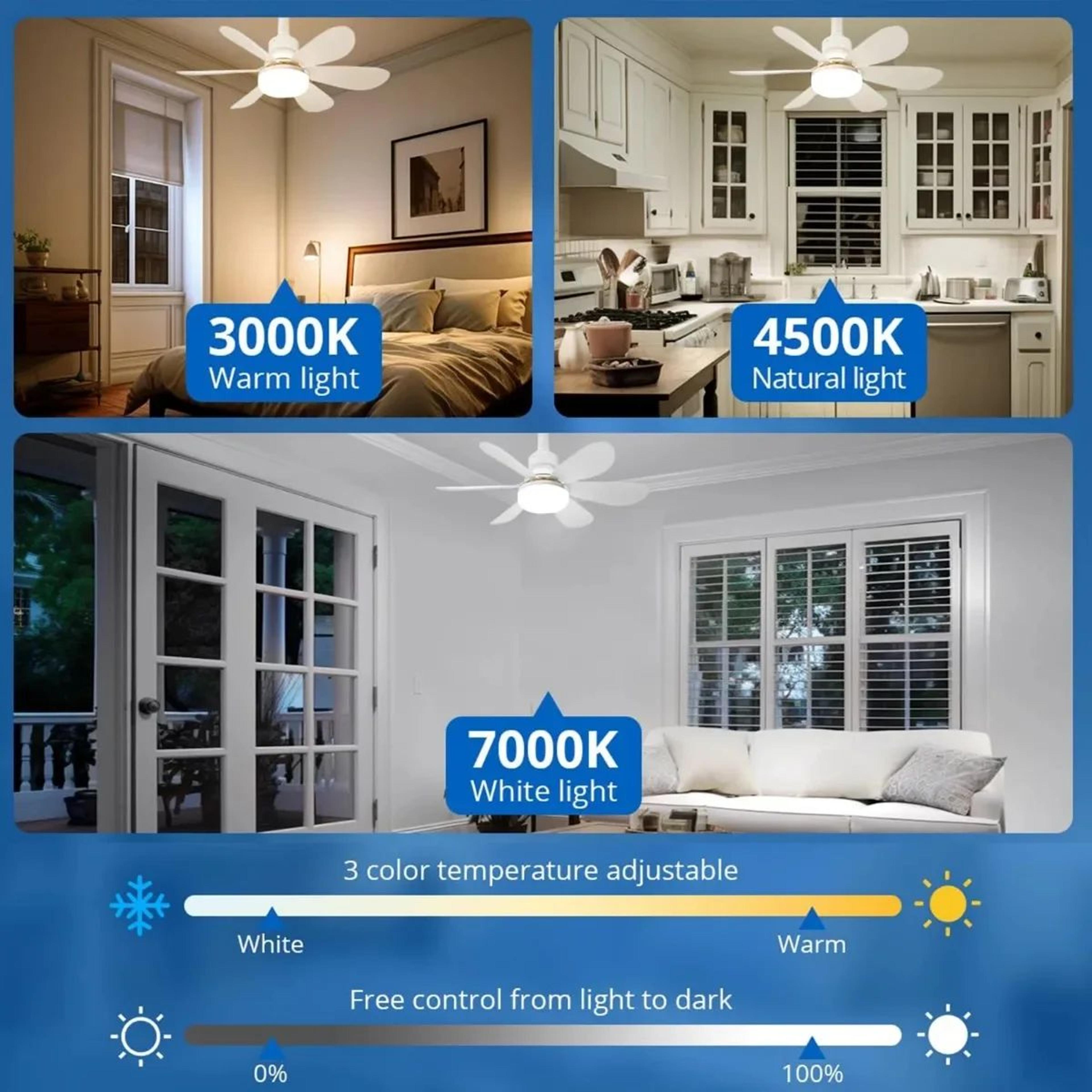 E27 Socket Ceiling Fan Light  30W Or 40W Screw In Fan With Remote And 3 Color Dimming For Bedroom K 10