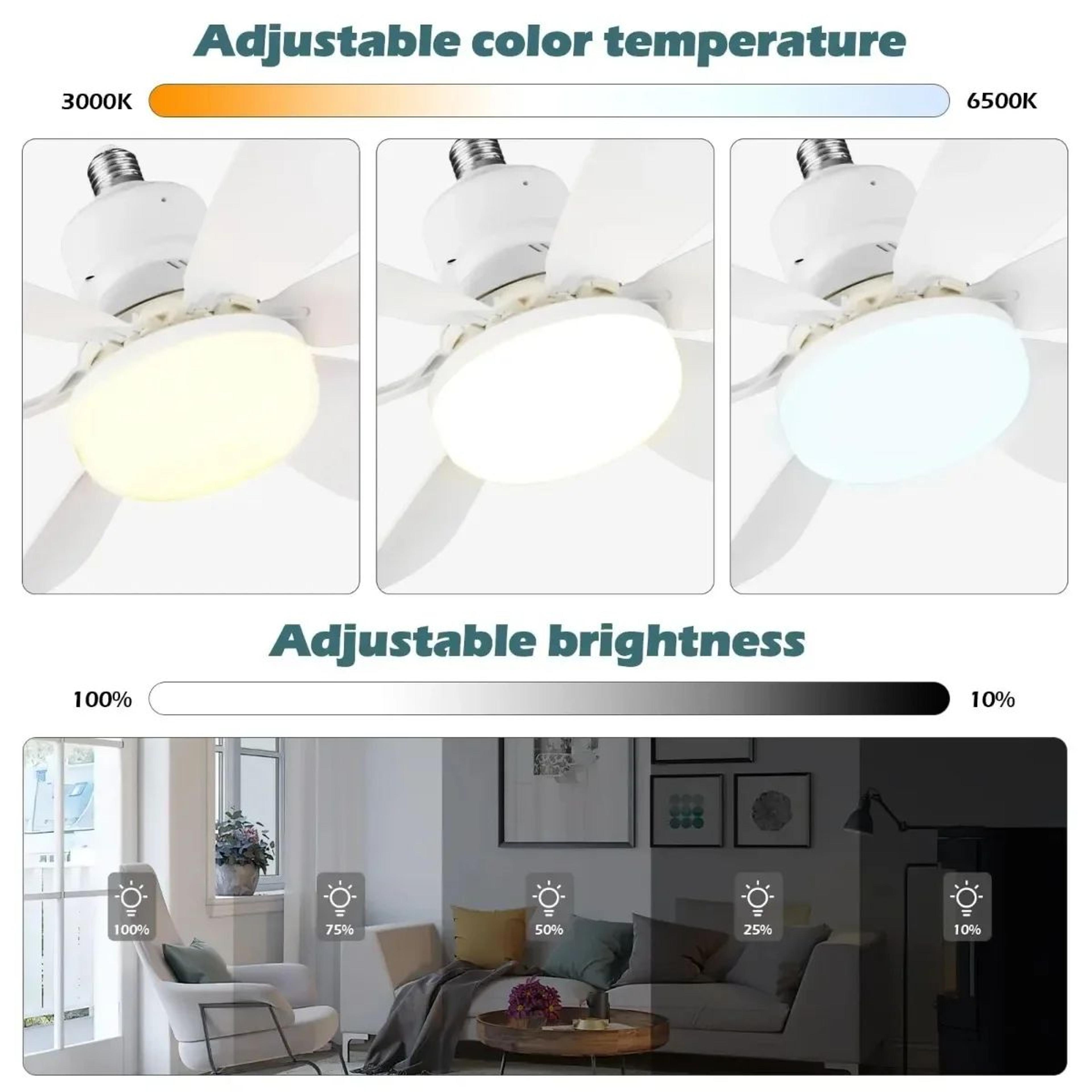 E27 Socket Ceiling Fan Light  30W Or 40W Screw In Fan With Remote And 3 Color Dimming For Bedroom K 4