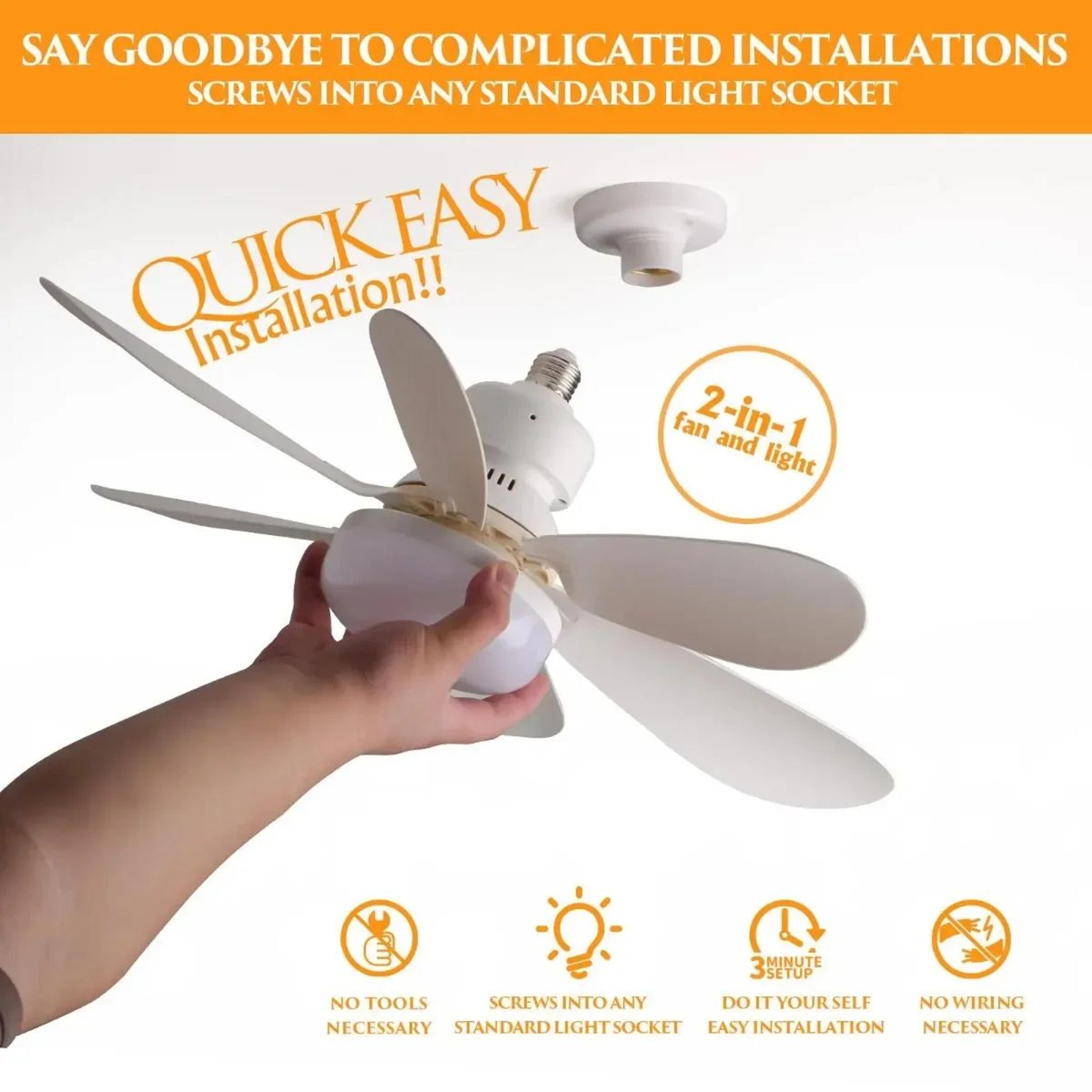 E27 Socket Ceiling Fan Light  30W Or 40W Screw In Fan With Remote And 3 Color Dimming For Bedroom K 5