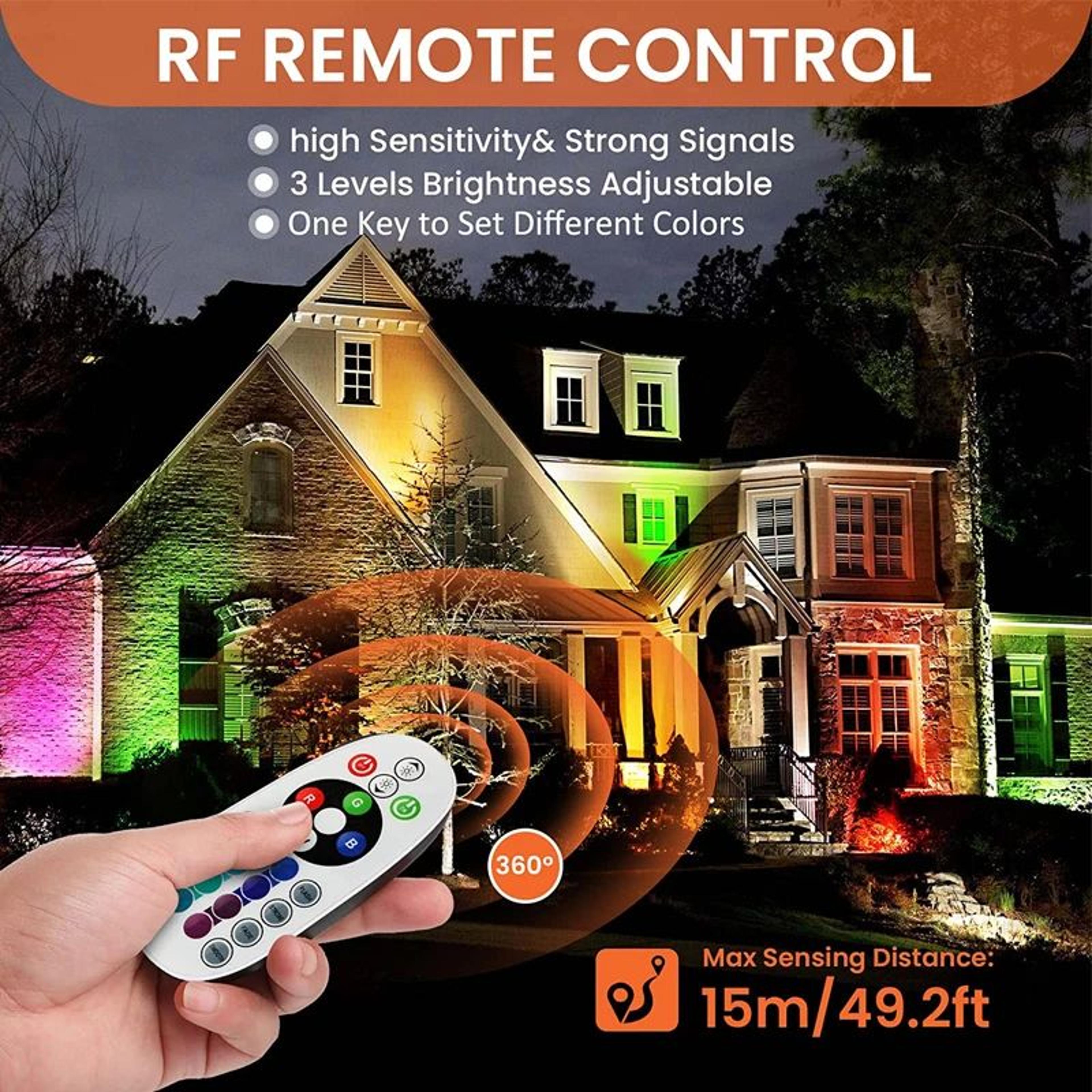 RGBW LED InGround Landscape Light  10W Waterproof Spotlight With RF Remote  16 Colors For Path Deck 2