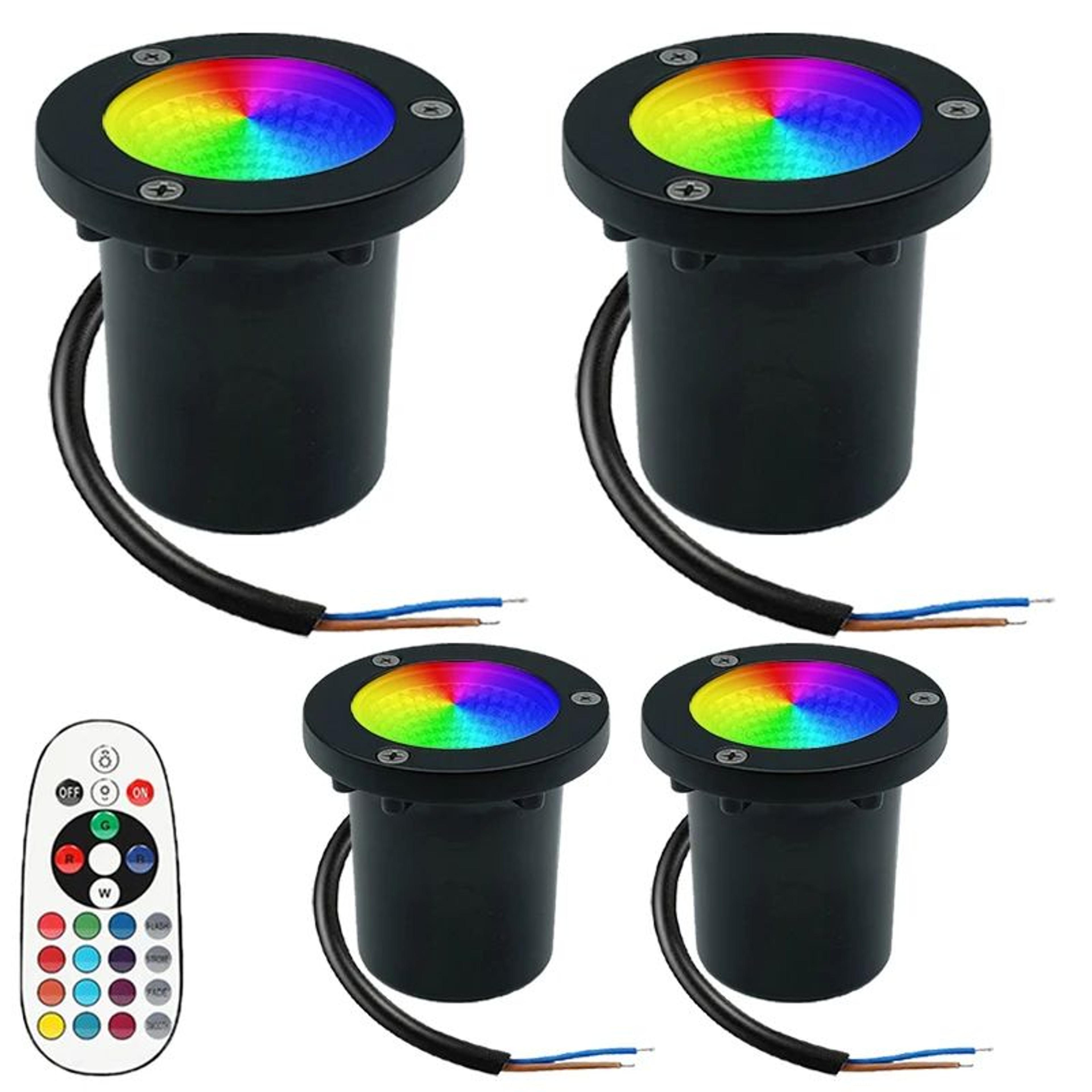 RGBW LED InGround Landscape Light  10W Waterproof Spotlight With RF Remote  16 Colors For Path Deck 15