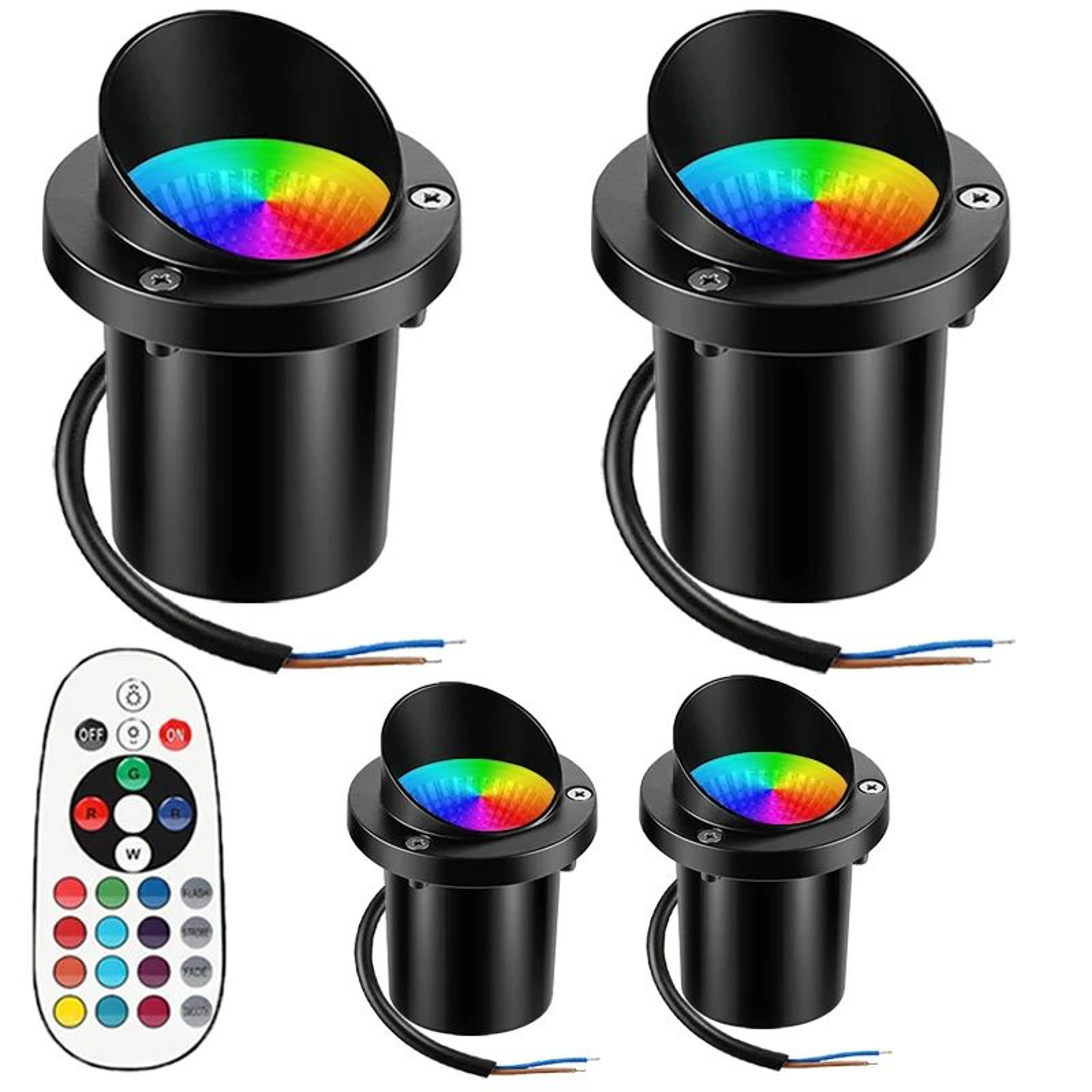 RGBW LED InGround Landscape Light  10W Waterproof Spotlight With RF Remote  16 Colors For Path Deck 16