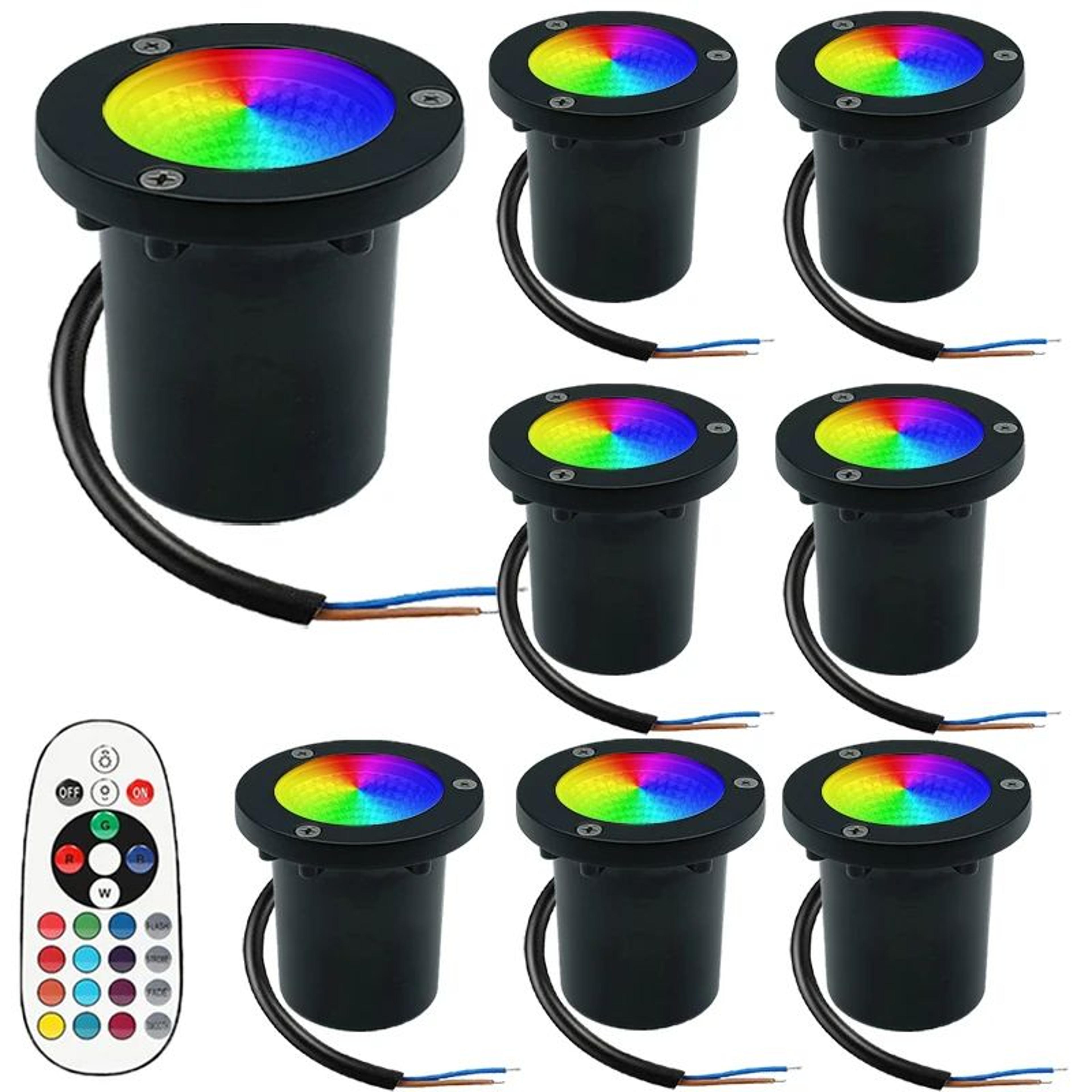 RGBW LED InGround Landscape Light  10W Waterproof Spotlight With RF Remote  16 Colors For Path Deck 17